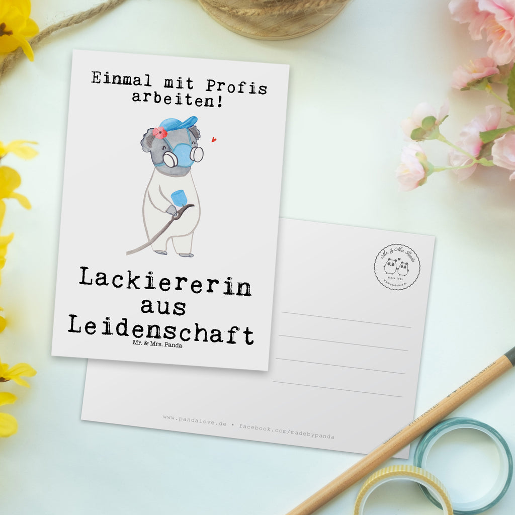 Postkarte Lackiererin aus Leidenschaft Postkarte, Karte, Geschenkkarte, Grußkarte, Einladung, Ansichtskarte, Geburtstagskarte, Einladungskarte, Dankeskarte, Ansichtskarten, Einladung Geburtstag, Einladungskarten Geburtstag, Beruf, Ausbildung, Jubiläum, Abschied, Rente, Kollege, Kollegin, Geschenk, Schenken, Arbeitskollege, Mitarbeiter, Firma, Danke, Dankeschön, Lackiererin, Lackierermeisterin, Werkstatt Lackiererin, Gesellenprüfung