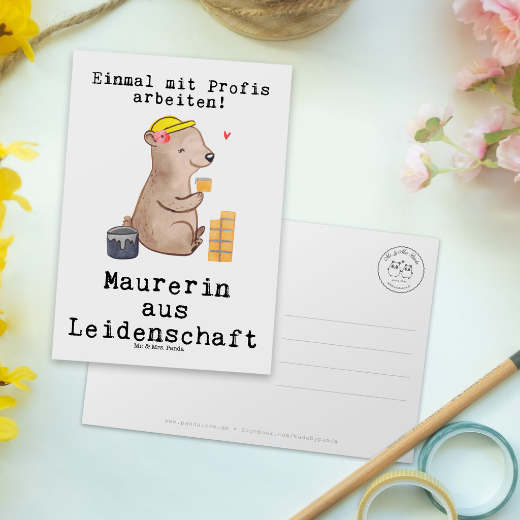 Postkarte Maurerin aus Leidenschaft Postkarte, Karte, Geschenkkarte, Grußkarte, Einladung, Ansichtskarte, Geburtstagskarte, Einladungskarte, Dankeskarte, Ansichtskarten, Einladung Geburtstag, Einladungskarten Geburtstag, Beruf, Ausbildung, Jubiläum, Abschied, Rente, Kollege, Kollegin, Geschenk, Schenken, Arbeitskollege, Mitarbeiter, Firma, Danke, Dankeschön, Maurerin, Maurermeisterin, Gesellenprüfung, Handwerkerin, Maurerbetrieb