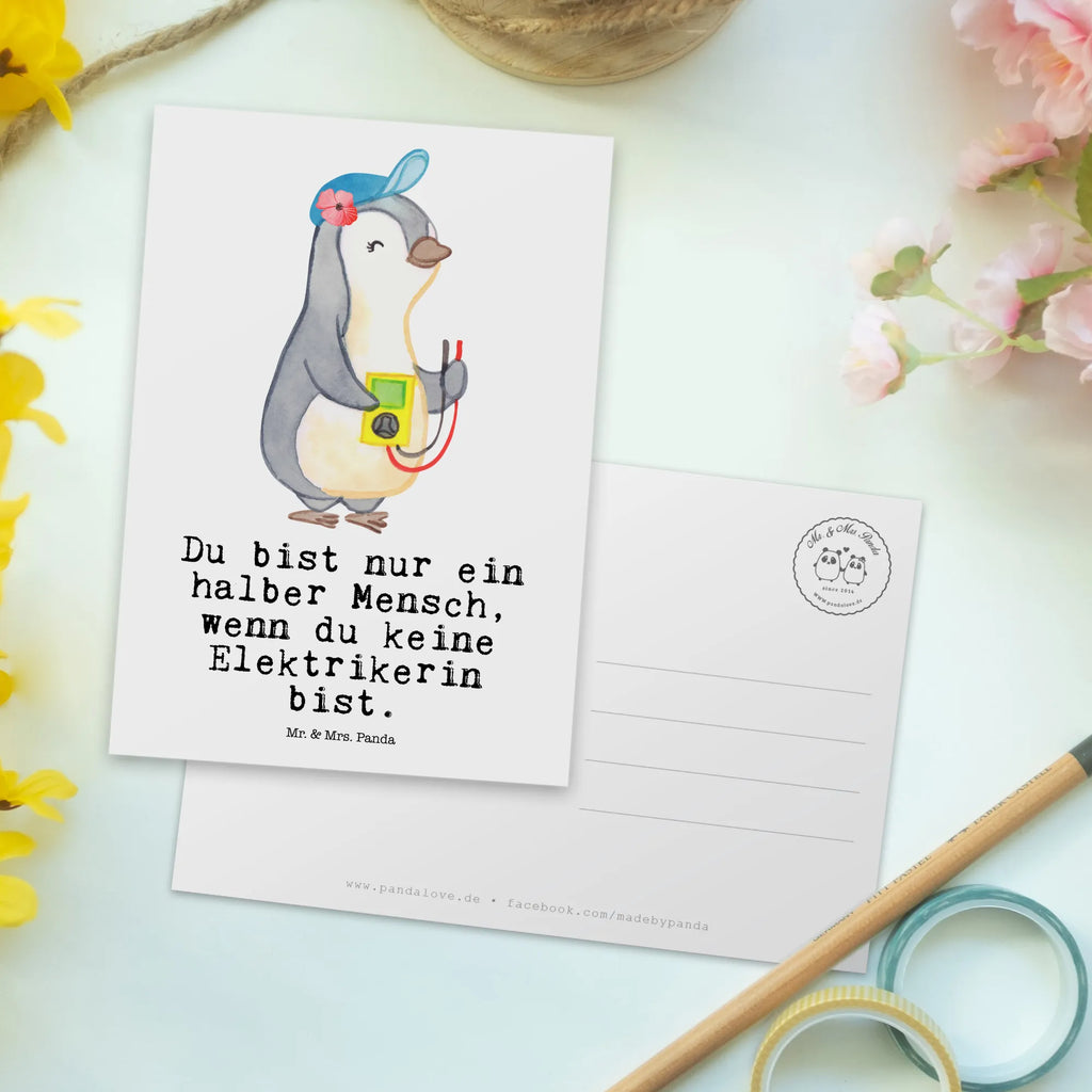 Postkarte Elektrikerin mit Herz Postkarte, Karte, Geschenkkarte, Grußkarte, Einladung, Ansichtskarte, Geburtstagskarte, Einladungskarte, Dankeskarte, Ansichtskarten, Einladung Geburtstag, Einladungskarten Geburtstag, Beruf, Ausbildung, Jubiläum, Abschied, Rente, Kollege, Kollegin, Geschenk, Schenken, Arbeitskollege, Mitarbeiter, Firma, Danke, Dankeschön, Elektrikerin, Elektronmonteurin, Elektrotechnikerin, Elektroinstallateurin, Elektromeisterin, Gesellenprüfung