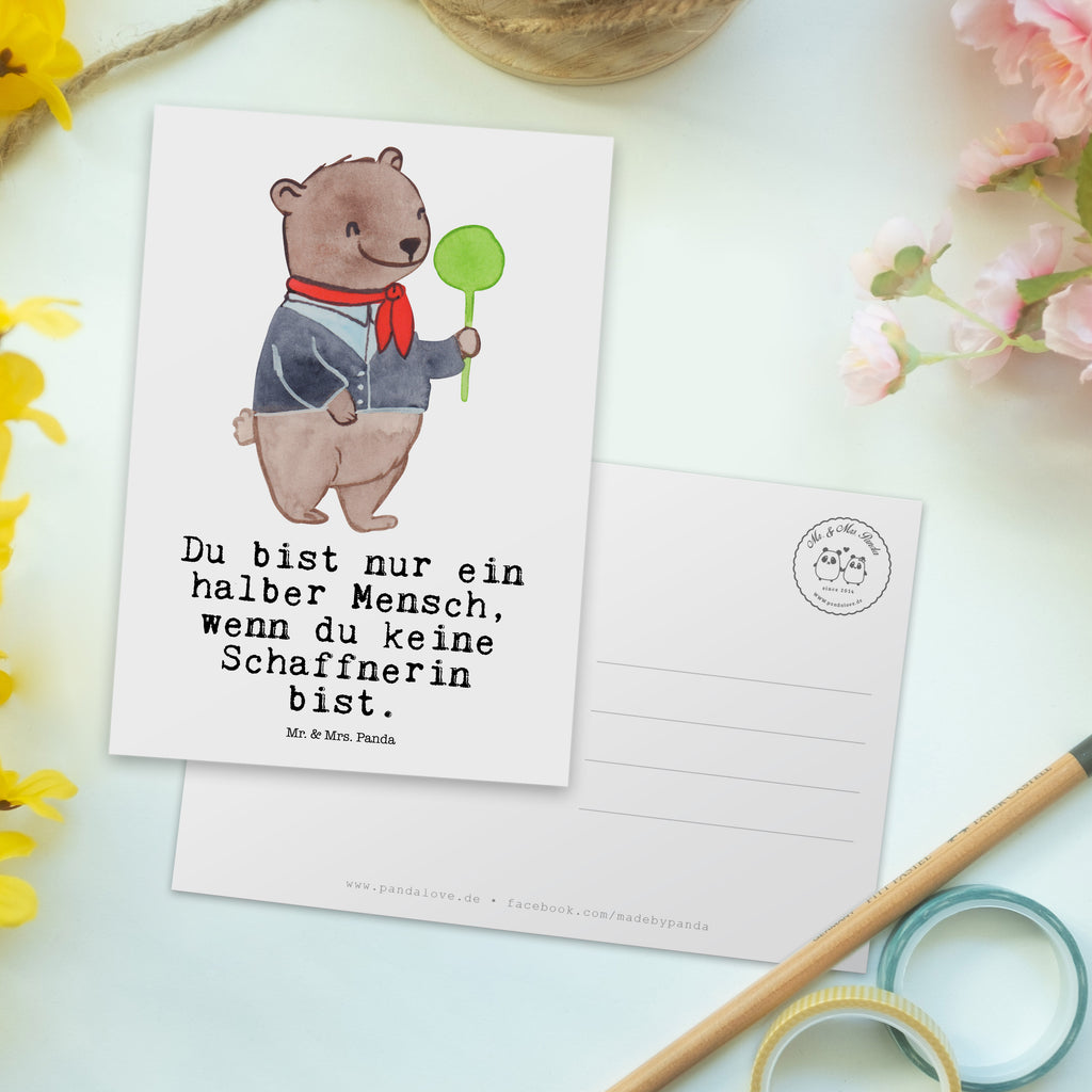 Postkarte Schaffnerin mit Herz Postkarte, Karte, Geschenkkarte, Grußkarte, Einladung, Ansichtskarte, Geburtstagskarte, Einladungskarte, Dankeskarte, Ansichtskarten, Einladung Geburtstag, Einladungskarten Geburtstag, Beruf, Ausbildung, Jubiläum, Abschied, Rente, Kollege, Kollegin, Geschenk, Schenken, Arbeitskollege, Mitarbeiter, Firma, Danke, Dankeschön