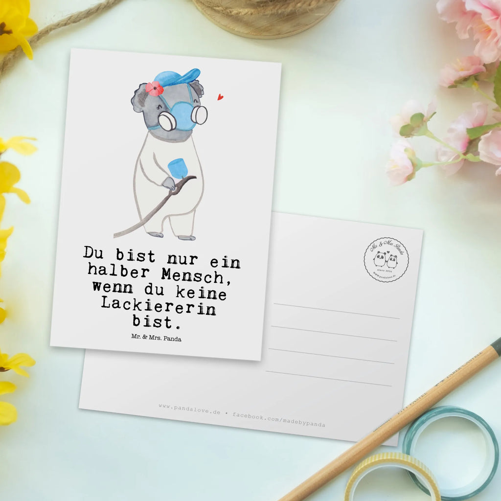 Postkarte Lackiererin mit Herz Postkarte, Karte, Geschenkkarte, Grußkarte, Einladung, Ansichtskarte, Geburtstagskarte, Einladungskarte, Dankeskarte, Ansichtskarten, Einladung Geburtstag, Einladungskarten Geburtstag, Beruf, Ausbildung, Jubiläum, Abschied, Rente, Kollege, Kollegin, Geschenk, Schenken, Arbeitskollege, Mitarbeiter, Firma, Danke, Dankeschön, Lackiererin, Lackierermeisterin, Werkstatt Lackiererin, Gesellenprüfung