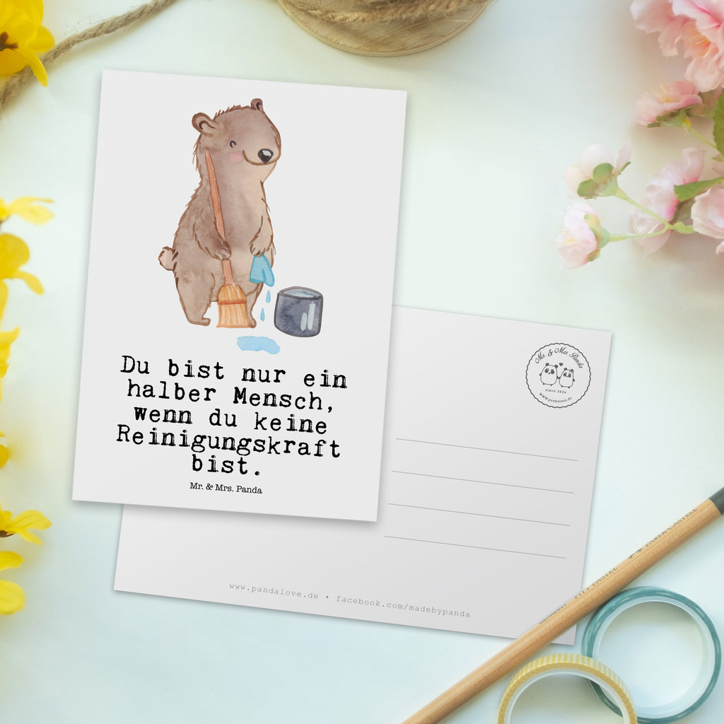 Postkarte Reinigungskraft mit Herz Postkarte, Karte, Geschenkkarte, Grußkarte, Einladung, Ansichtskarte, Geburtstagskarte, Einladungskarte, Dankeskarte, Ansichtskarten, Einladung Geburtstag, Einladungskarten Geburtstag, Beruf, Ausbildung, Jubiläum, Abschied, Rente, Kollege, Kollegin, Geschenk, Schenken, Arbeitskollege, Mitarbeiter, Firma, Danke, Dankeschön