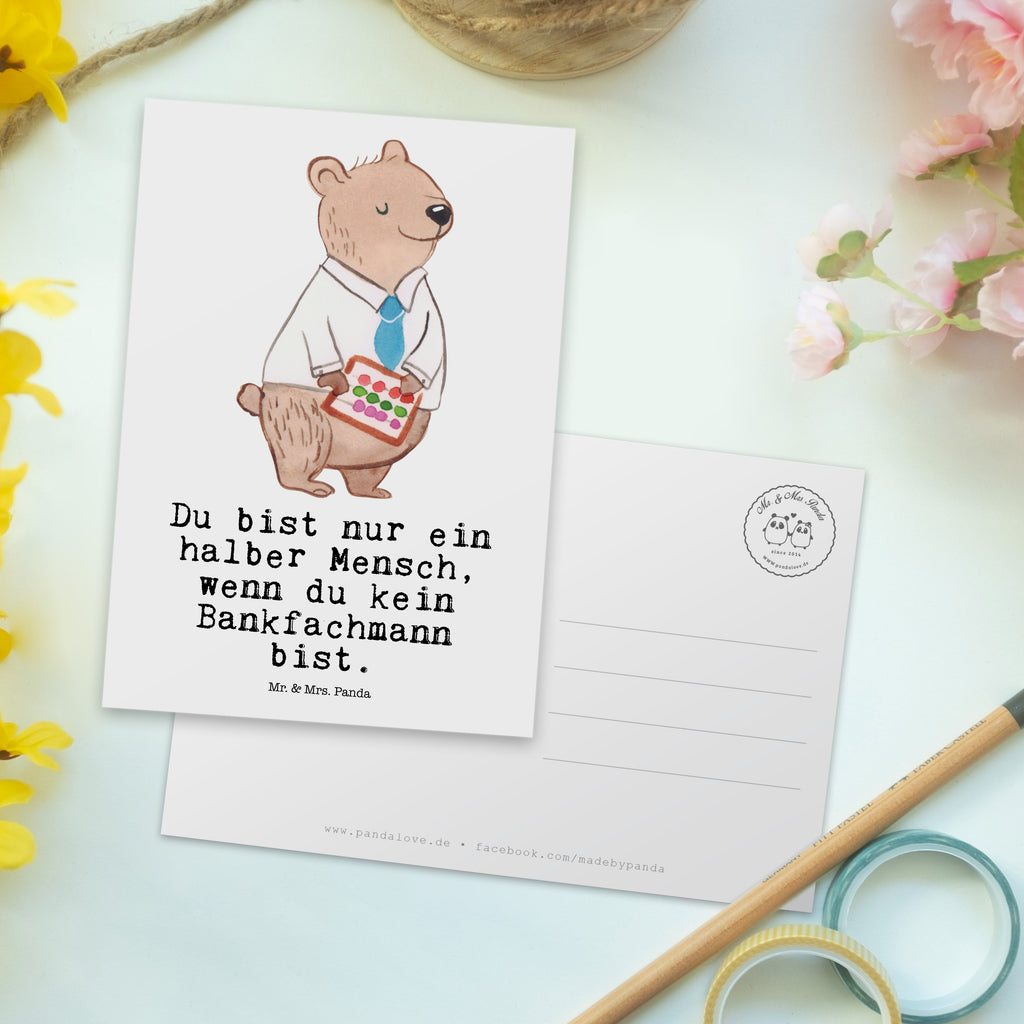 Postkarte Bankfachmann mit Herz Postkarte, Karte, Geschenkkarte, Grußkarte, Einladung, Ansichtskarte, Geburtstagskarte, Einladungskarte, Dankeskarte, Ansichtskarten, Einladung Geburtstag, Einladungskarten Geburtstag, Beruf, Ausbildung, Jubiläum, Abschied, Rente, Kollege, Kollegin, Geschenk, Schenken, Arbeitskollege, Mitarbeiter, Firma, Danke, Dankeschön, Bankfachmann, Bankangestellter, Bänker, Bankberater