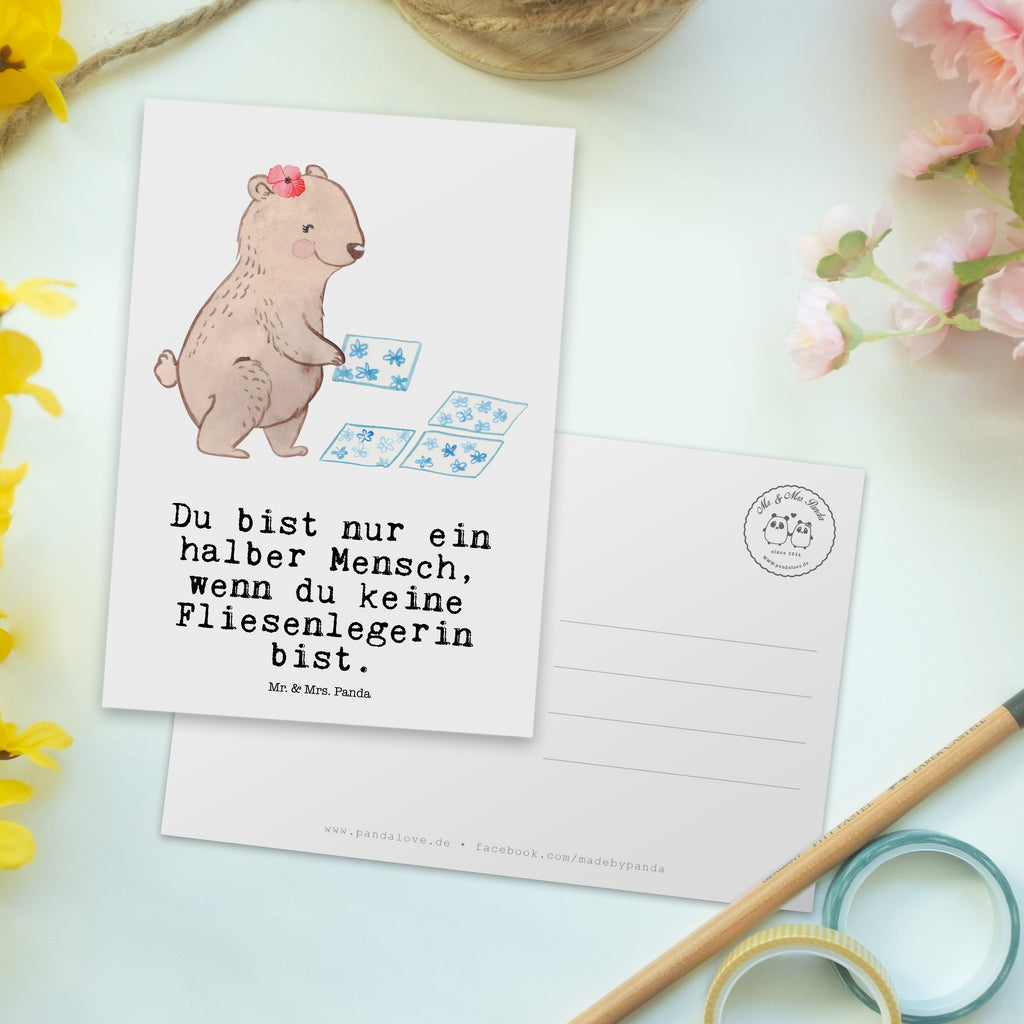 Postkarte Fliesenlegerin mit Herz Postkarte, Karte, Geschenkkarte, Grußkarte, Einladung, Ansichtskarte, Geburtstagskarte, Einladungskarte, Dankeskarte, Ansichtskarten, Einladung Geburtstag, Einladungskarten Geburtstag, Beruf, Ausbildung, Jubiläum, Abschied, Rente, Kollege, Kollegin, Geschenk, Schenken, Arbeitskollege, Mitarbeiter, Firma, Danke, Dankeschön, Fliesenlegerin, Gesellenprüfung, Fliesenlegermeisterin, Fliesenlegerbetrieb, Fliesenfachhandel, Handwerk