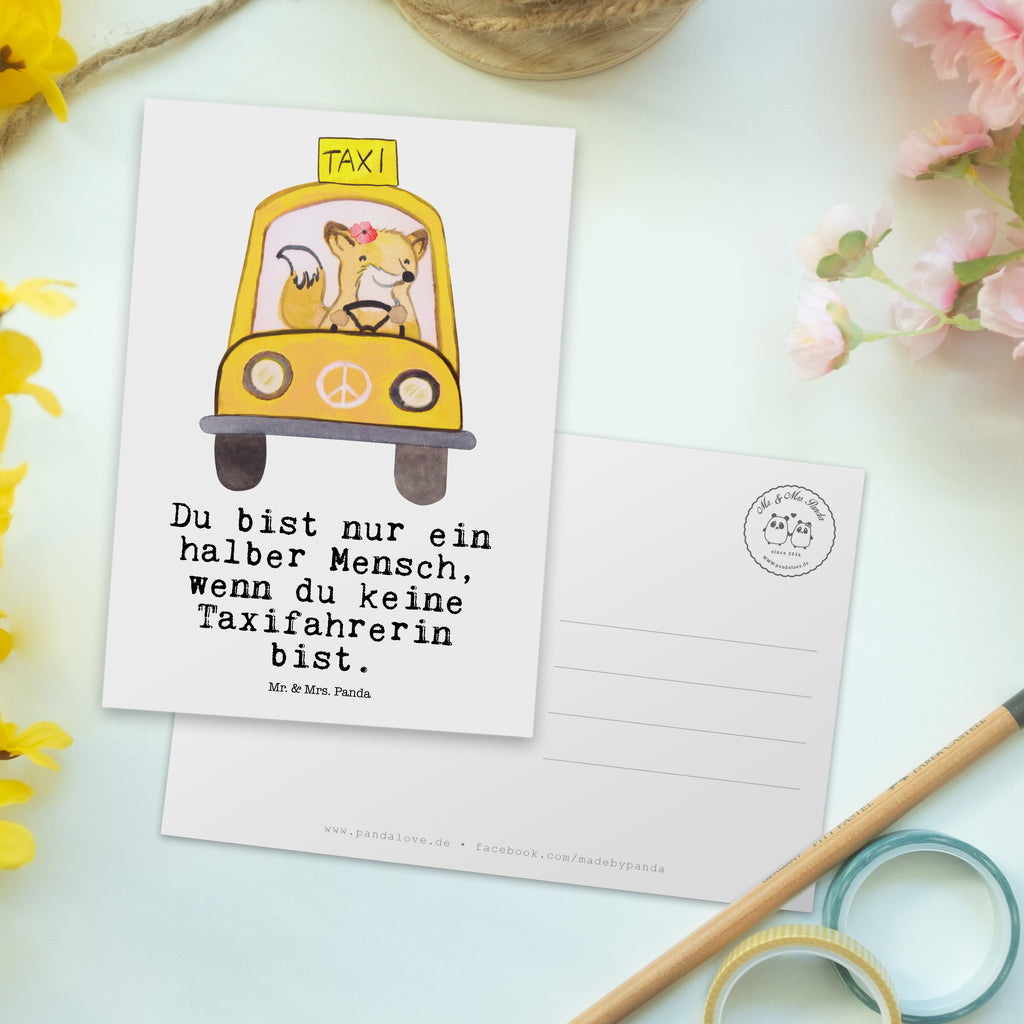 Postkarte Taxifahrerin mit Herz Postkarte, Karte, Geschenkkarte, Grußkarte, Einladung, Ansichtskarte, Geburtstagskarte, Einladungskarte, Dankeskarte, Ansichtskarten, Einladung Geburtstag, Einladungskarten Geburtstag, Beruf, Ausbildung, Jubiläum, Abschied, Rente, Kollege, Kollegin, Geschenk, Schenken, Arbeitskollege, Mitarbeiter, Firma, Danke, Dankeschön