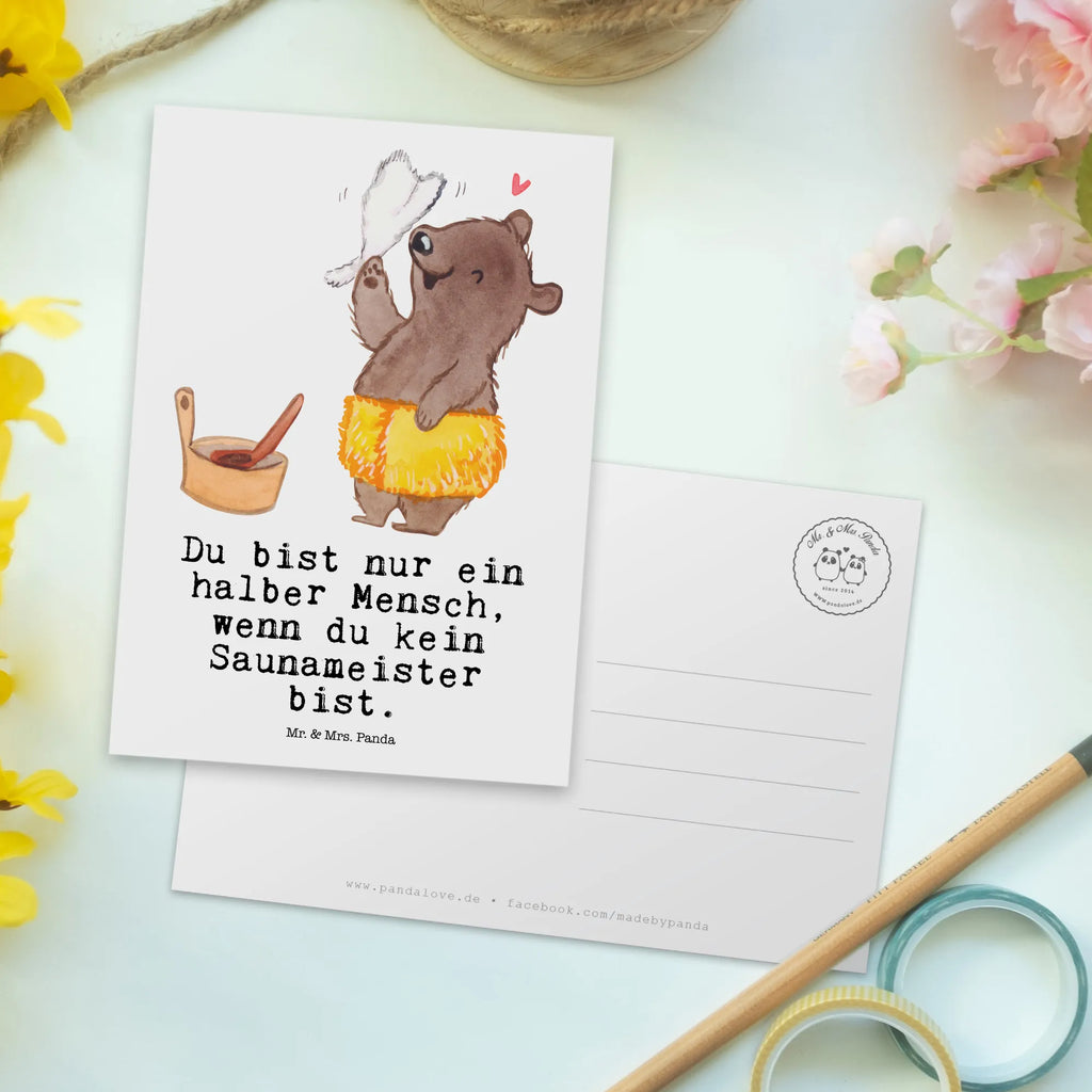 Postkarte Saunameister mit Herz Postkarte, Karte, Geschenkkarte, Grußkarte, Einladung, Ansichtskarte, Geburtstagskarte, Einladungskarte, Dankeskarte, Ansichtskarten, Einladung Geburtstag, Einladungskarten Geburtstag, Beruf, Ausbildung, Jubiläum, Abschied, Rente, Kollege, Kollegin, Geschenk, Schenken, Arbeitskollege, Mitarbeiter, Firma, Danke, Dankeschön