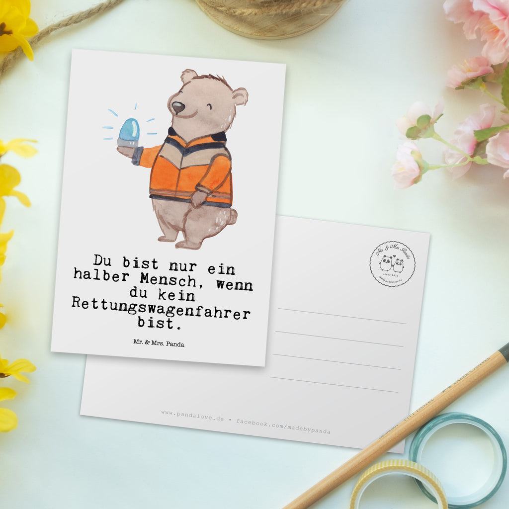 Postkarte Rettungswagenfahrer mit Herz Postkarte, Karte, Geschenkkarte, Grußkarte, Einladung, Ansichtskarte, Geburtstagskarte, Einladungskarte, Dankeskarte, Ansichtskarten, Einladung Geburtstag, Einladungskarten Geburtstag, Beruf, Ausbildung, Jubiläum, Abschied, Rente, Kollege, Kollegin, Geschenk, Schenken, Arbeitskollege, Mitarbeiter, Firma, Danke, Dankeschön