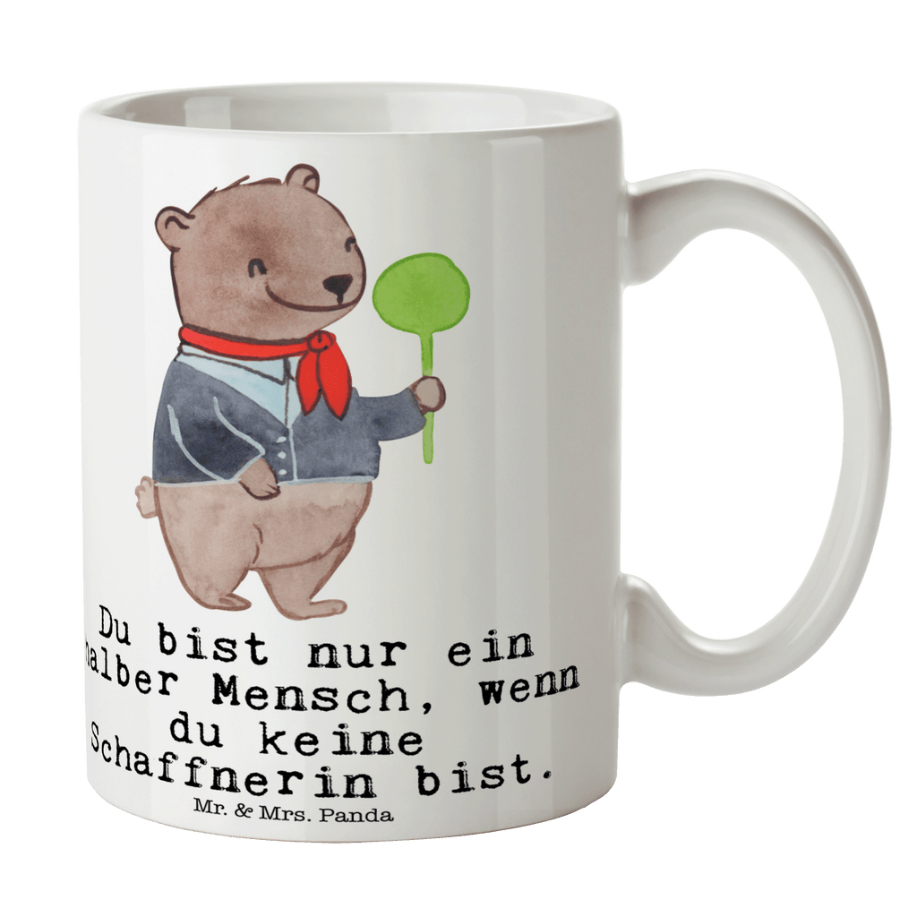 Tasse Schaffnerin mit Herz Tasse, Kaffeetasse, Teetasse, Becher, Kaffeebecher, Teebecher, Keramiktasse, Porzellantasse, Büro Tasse, Geschenk Tasse, Tasse Sprüche, Tasse Motive, Kaffeetassen, Tasse bedrucken, Designer Tasse, Cappuccino Tassen, Schöne Teetassen, Beruf, Ausbildung, Jubiläum, Abschied, Rente, Kollege, Kollegin, Geschenk, Schenken, Arbeitskollege, Mitarbeiter, Firma, Danke, Dankeschön