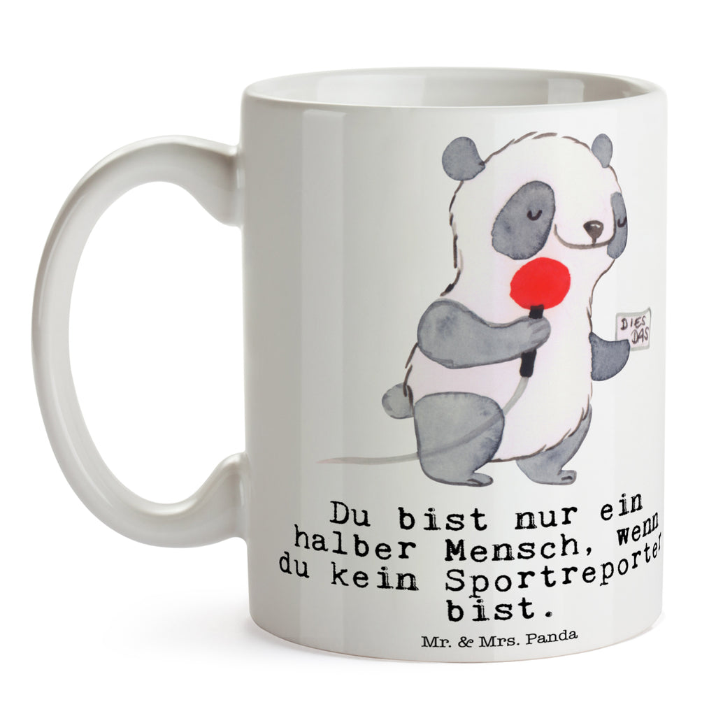 Tasse Sportreporter mit Herz Tasse, Kaffeetasse, Teetasse, Becher, Kaffeebecher, Teebecher, Keramiktasse, Porzellantasse, Büro Tasse, Geschenk Tasse, Tasse Sprüche, Tasse Motive, Kaffeetassen, Tasse bedrucken, Designer Tasse, Cappuccino Tassen, Schöne Teetassen, Beruf, Ausbildung, Jubiläum, Abschied, Rente, Kollege, Kollegin, Geschenk, Schenken, Arbeitskollege, Mitarbeiter, Firma, Danke, Dankeschön