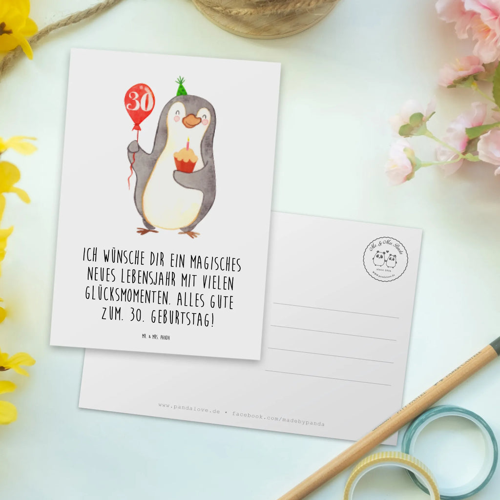 Postkarte 30. Geburtstag Pinguin Luftballon Postkarte, Karte, Geschenkkarte, Grußkarte, Einladung, Ansichtskarte, Geburtstagskarte, Einladungskarte, Dankeskarte, Ansichtskarten, Einladung Geburtstag, Einladungskarten Geburtstag, Geburtstag, Geburtstagsgeschenk, Geschenk, Pinguin, Geburtstage, Happy Birthday, Geburtstagsfeier