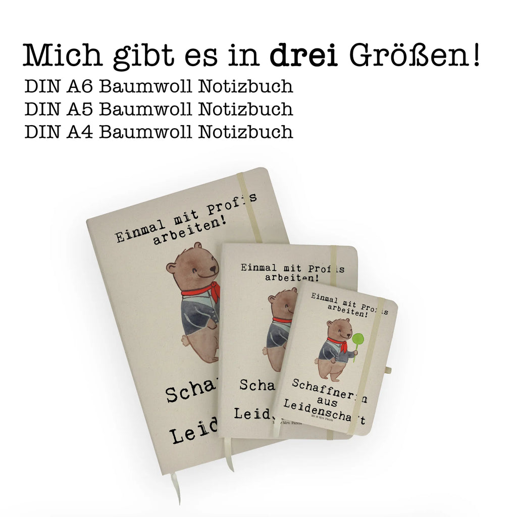 Baumwoll Notizbuch Schaffnerin aus Leidenschaft Notizen, Eintragebuch, Tagebuch, Notizblock, Adressbuch, Journal, Kladde, Skizzenbuch, Notizheft, Schreibbuch, Schreibheft, Beruf, Ausbildung, Jubiläum, Abschied, Rente, Kollege, Kollegin, Geschenk, Schenken, Arbeitskollege, Mitarbeiter, Firma, Danke, Dankeschön