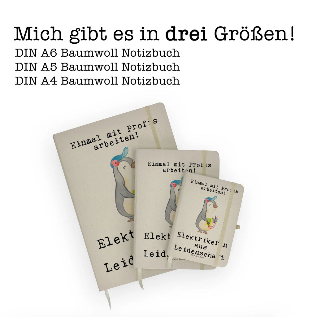 DIN A6 Baumwoll Notizbuch Elektrikerin aus Leidenschaft Notizen, Eintragebuch, Tagebuch, Notizblock, Adressbuch, Journal, Kladde, Skizzenbuch, Notizheft, Schreibbuch, Schreibheft, Beruf, Ausbildung, Jubiläum, Abschied, Rente, Kollege, Kollegin, Geschenk, Schenken, Arbeitskollege, Mitarbeiter, Firma, Danke, Dankeschön, Elektrikerin, Elektronmonteurin, Elektrotechnikerin, Elektroinstallateurin, Elektromeisterin, Gesellenprüfung