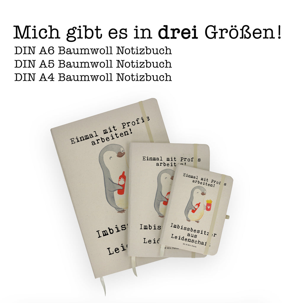 Baumwoll Notizbuch Imbissbesitzer aus Leidenschaft Notizen, Eintragebuch, Tagebuch, Notizblock, Adressbuch, Journal, Kladde, Skizzenbuch, Notizheft, Schreibbuch, Schreibheft, Beruf, Ausbildung, Jubiläum, Abschied, Rente, Kollege, Kollegin, Geschenk, Schenken, Arbeitskollege, Mitarbeiter, Firma, Danke, Dankeschön, Imbissbesitzer, Imbissverkäufer, Pommesverkäufer, Pommesliebe