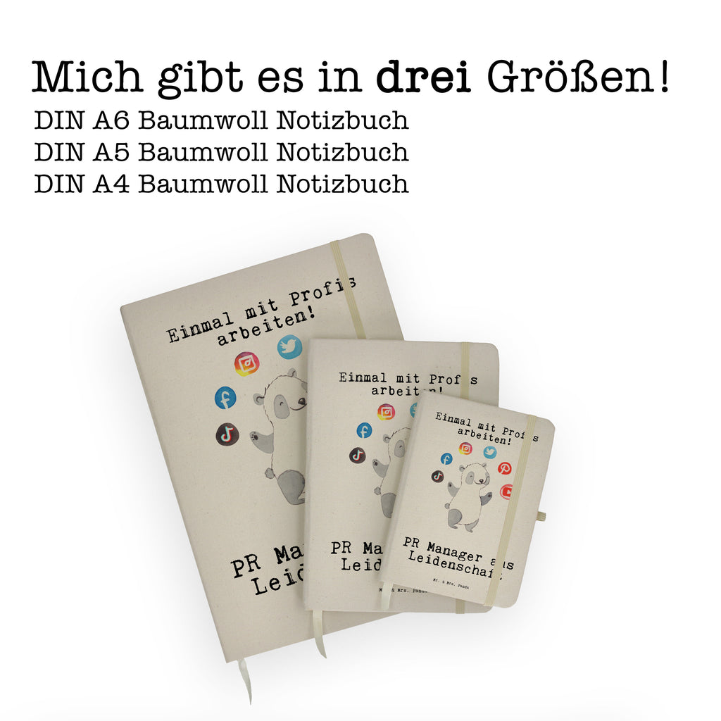 Baumwoll Notizbuch PR Manager aus Leidenschaft Notizen, Eintragebuch, Tagebuch, Notizblock, Adressbuch, Journal, Kladde, Skizzenbuch, Notizheft, Schreibbuch, Schreibheft, Beruf, Ausbildung, Jubiläum, Abschied, Rente, Kollege, Kollegin, Geschenk, Schenken, Arbeitskollege, Mitarbeiter, Firma, Danke, Dankeschön