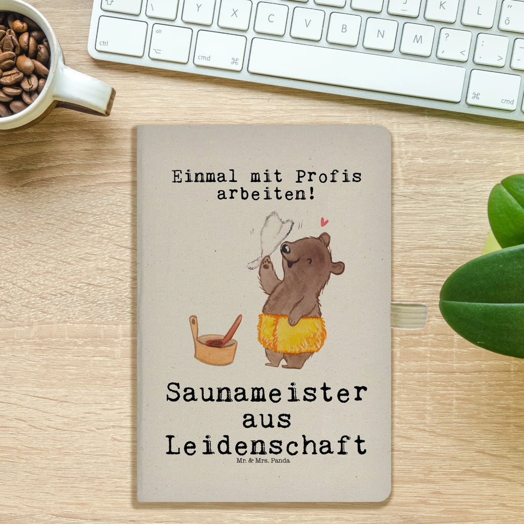 Baumwoll Notizbuch Saunameister aus Leidenschaft Notizen, Eintragebuch, Tagebuch, Notizblock, Adressbuch, Journal, Kladde, Skizzenbuch, Notizheft, Schreibbuch, Schreibheft, Beruf, Ausbildung, Jubiläum, Abschied, Rente, Kollege, Kollegin, Geschenk, Schenken, Arbeitskollege, Mitarbeiter, Firma, Danke, Dankeschön