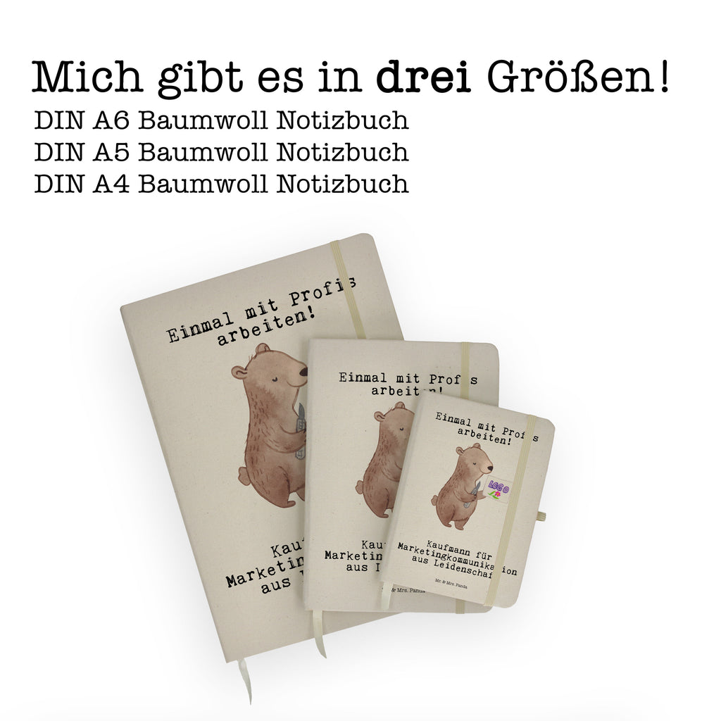 Baumwoll Notizbuch Kaufmann für Marketingkommunikation aus Leidenschaft Notizen, Eintragebuch, Tagebuch, Notizblock, Adressbuch, Journal, Kladde, Skizzenbuch, Notizheft, Schreibbuch, Schreibheft, Beruf, Ausbildung, Jubiläum, Abschied, Rente, Kollege, Kollegin, Geschenk, Schenken, Arbeitskollege, Mitarbeiter, Firma, Danke, Dankeschön