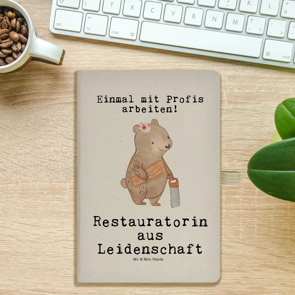 Baumwoll Notizbuch Restauratorin aus Leidenschaft Notizen, Eintragebuch, Tagebuch, Notizblock, Adressbuch, Journal, Kladde, Skizzenbuch, Notizheft, Schreibbuch, Schreibheft, Beruf, Ausbildung, Jubiläum, Abschied, Rente, Kollege, Kollegin, Geschenk, Schenken, Arbeitskollege, Mitarbeiter, Firma, Danke, Dankeschön