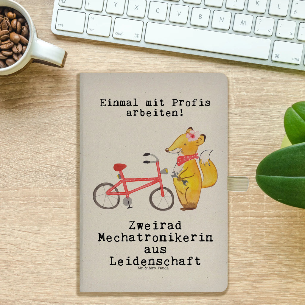 Baumwoll Notizbuch Zweirad Mechatronikerin aus Leidenschaft Notizen, Eintragebuch, Tagebuch, Notizblock, Adressbuch, Journal, Kladde, Skizzenbuch, Notizheft, Schreibbuch, Schreibheft, Beruf, Ausbildung, Jubiläum, Abschied, Rente, Kollege, Kollegin, Geschenk, Schenken, Arbeitskollege, Mitarbeiter, Firma, Danke, Dankeschön