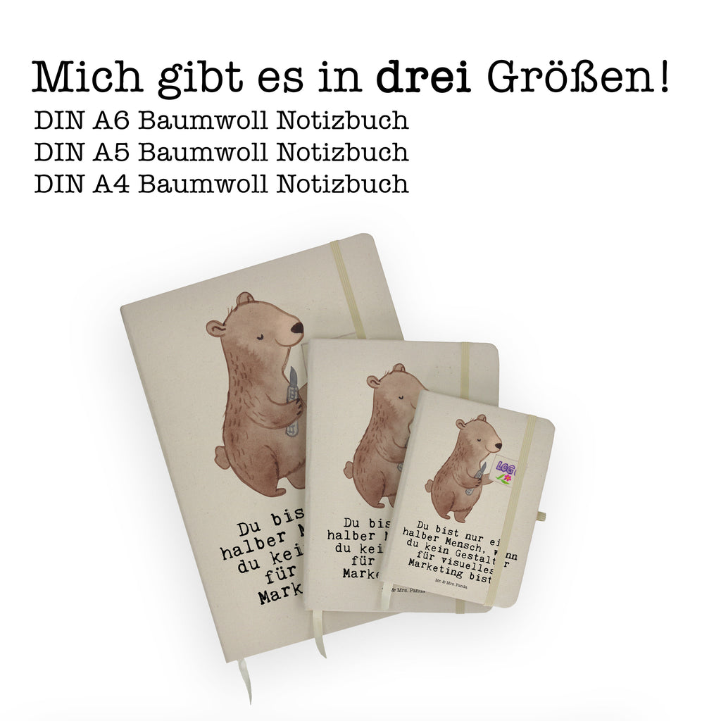 Baumwoll Notizbuch Gestalter für visuelles Marketing Herz Notizen, Eintragebuch, Tagebuch, Notizblock, Adressbuch, Journal, Kladde, Skizzenbuch, Notizheft, Schreibbuch, Schreibheft, Beruf, Ausbildung, Jubiläum, Abschied, Rente, Kollege, Kollegin, Geschenk, Schenken, Arbeitskollege, Mitarbeiter, Firma, Danke, Dankeschön