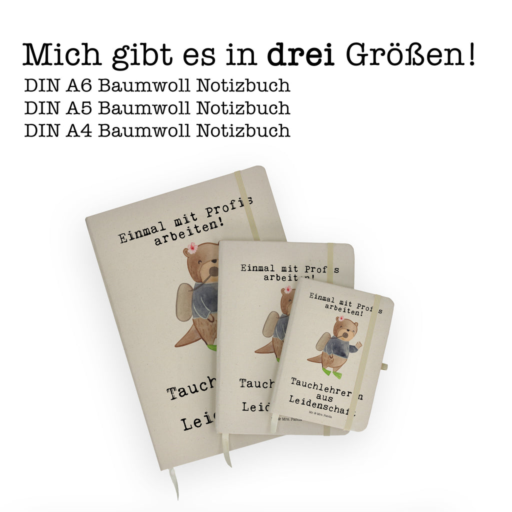 Baumwoll Notizbuch Tauchlehrerin aus Leidenschaft Notizen, Eintragebuch, Tagebuch, Notizblock, Adressbuch, Journal, Kladde, Skizzenbuch, Notizheft, Schreibbuch, Schreibheft, Beruf, Ausbildung, Jubiläum, Abschied, Rente, Kollege, Kollegin, Geschenk, Schenken, Arbeitskollege, Mitarbeiter, Firma, Danke, Dankeschön