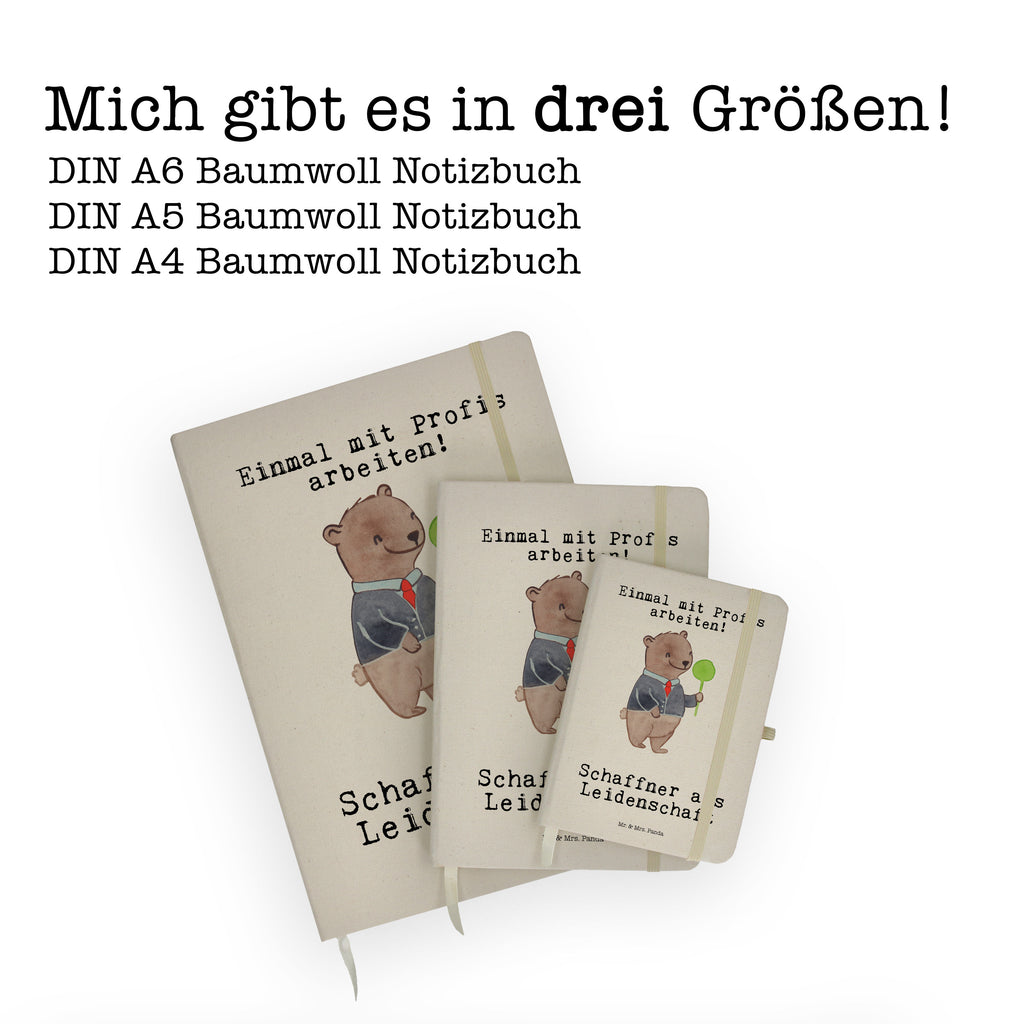 Baumwoll Notizbuch Schaffner aus Leidenschaft Notizen, Eintragebuch, Tagebuch, Notizblock, Adressbuch, Journal, Kladde, Skizzenbuch, Notizheft, Schreibbuch, Schreibheft, Beruf, Ausbildung, Jubiläum, Abschied, Rente, Kollege, Kollegin, Geschenk, Schenken, Arbeitskollege, Mitarbeiter, Firma, Danke, Dankeschön