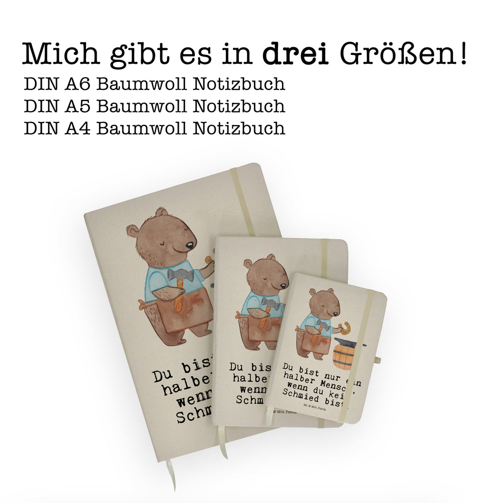 Baumwoll Notizbuch Schmied mit Herz Notizen, Eintragebuch, Tagebuch, Notizblock, Adressbuch, Journal, Kladde, Skizzenbuch, Notizheft, Schreibbuch, Schreibheft, Beruf, Ausbildung, Jubiläum, Abschied, Rente, Kollege, Kollegin, Geschenk, Schenken, Arbeitskollege, Mitarbeiter, Firma, Danke, Dankeschön