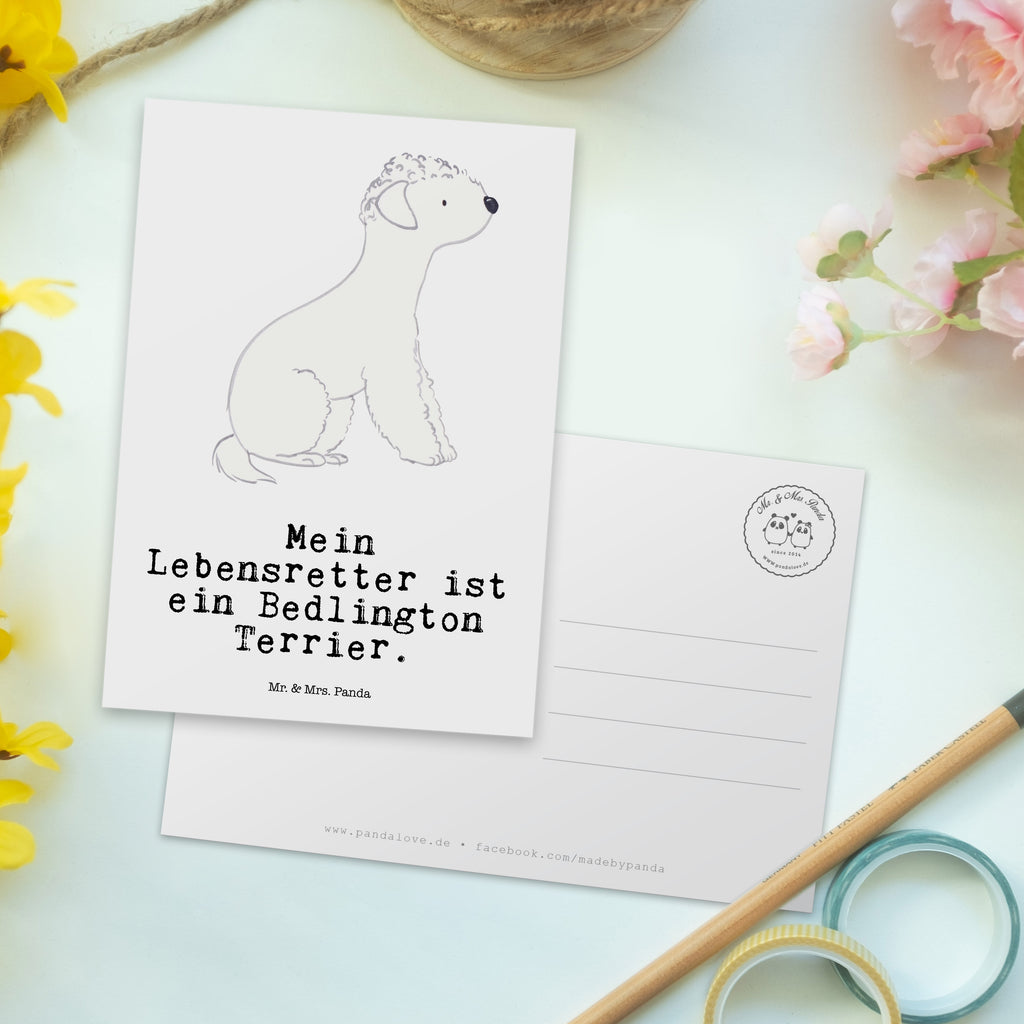 Postkarte Bedlington Terrier Lebensretter Postkarte, Karte, Geschenkkarte, Grußkarte, Einladung, Ansichtskarte, Geburtstagskarte, Einladungskarte, Dankeskarte, Ansichtskarten, Einladung Geburtstag, Einladungskarten Geburtstag, Hund, Hunderasse, Rassehund, Hundebesitzer, Geschenk, Tierfreund, Schenken, Welpe, Bedlington Terrier, Terrier