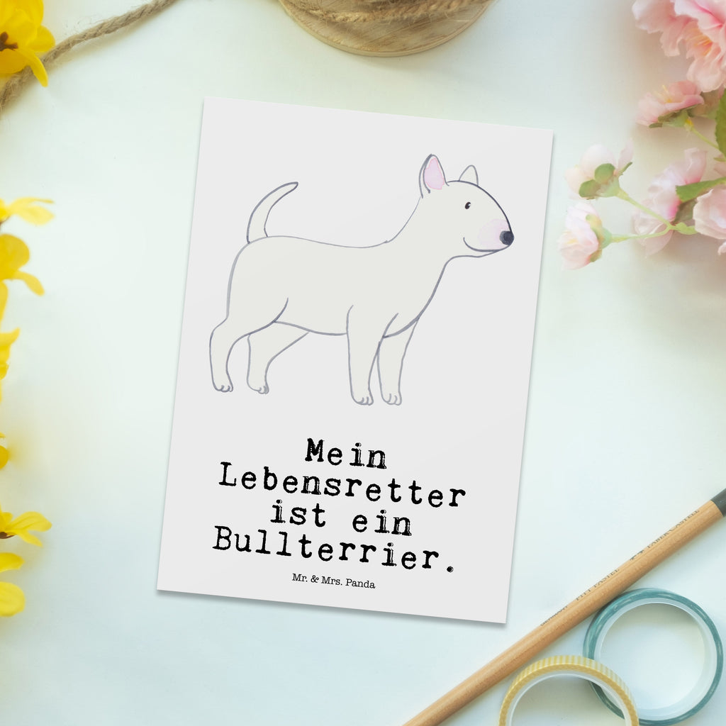 Postkarte Bullterrier Lebensretter Postkarte, Karte, Geschenkkarte, Grußkarte, Einladung, Ansichtskarte, Geburtstagskarte, Einladungskarte, Dankeskarte, Ansichtskarten, Einladung Geburtstag, Einladungskarten Geburtstag, Hund, Hunderasse, Rassehund, Hundebesitzer, Geschenk, Tierfreund, Schenken, Welpe, Bullterrier