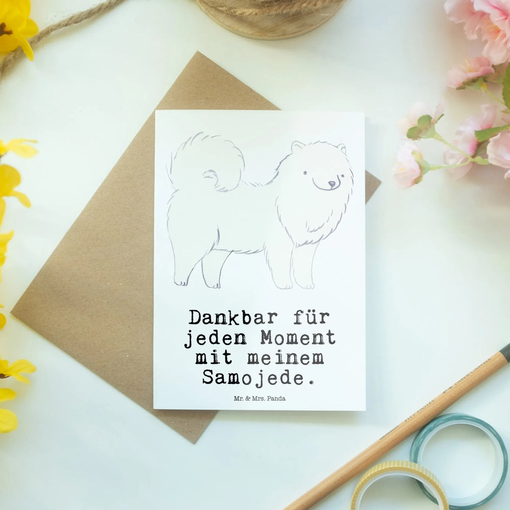 Grußkarte Samojede Moment Grußkarte, Klappkarte, Einladungskarte, Glückwunschkarte, Hochzeitskarte, Geburtstagskarte, Karte, Ansichtskarten, Hund, Hunderasse, Rassehund, Hundebesitzer, Geschenk, Tierfreund, Schenken, Welpe, Samojede, Samojedenhund, Samojedenspitz