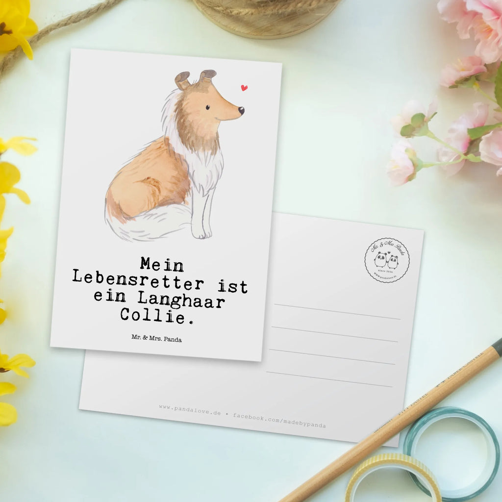 Postkarte Langhaar Collie Lebensretter Postkarte, Karte, Geschenkkarte, Grußkarte, Einladung, Ansichtskarte, Geburtstagskarte, Einladungskarte, Dankeskarte, Ansichtskarten, Einladung Geburtstag, Einladungskarten Geburtstag, Hund, Hunderasse, Rassehund, Hundebesitzer, Geschenk, Tierfreund, Schenken, Welpe, Langhaar Collie, britischer Hütehund