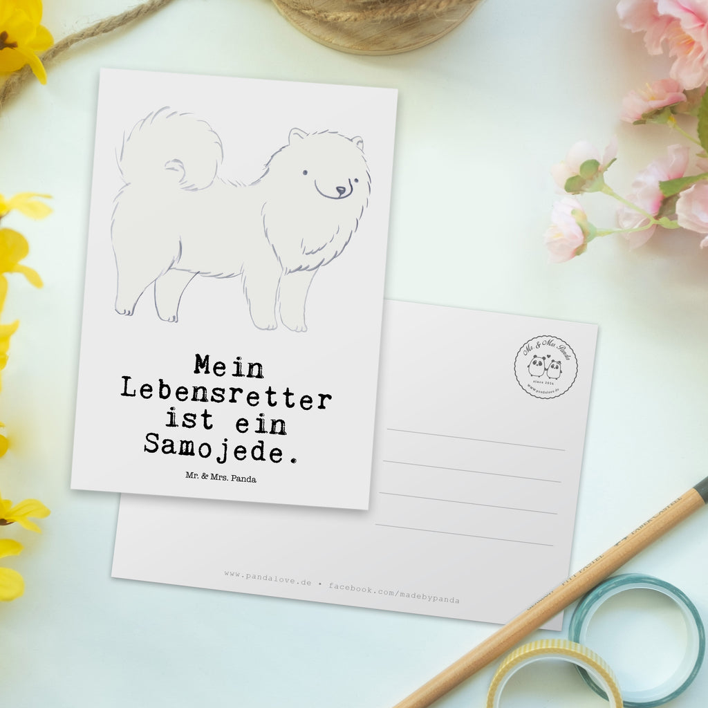 Postkarte Samojede Lebensretter Postkarte, Karte, Geschenkkarte, Grußkarte, Einladung, Ansichtskarte, Geburtstagskarte, Einladungskarte, Dankeskarte, Ansichtskarten, Einladung Geburtstag, Einladungskarten Geburtstag, Hund, Hunderasse, Rassehund, Hundebesitzer, Geschenk, Tierfreund, Schenken, Welpe, Samojede, Samojedenhund, Samojedenspitz