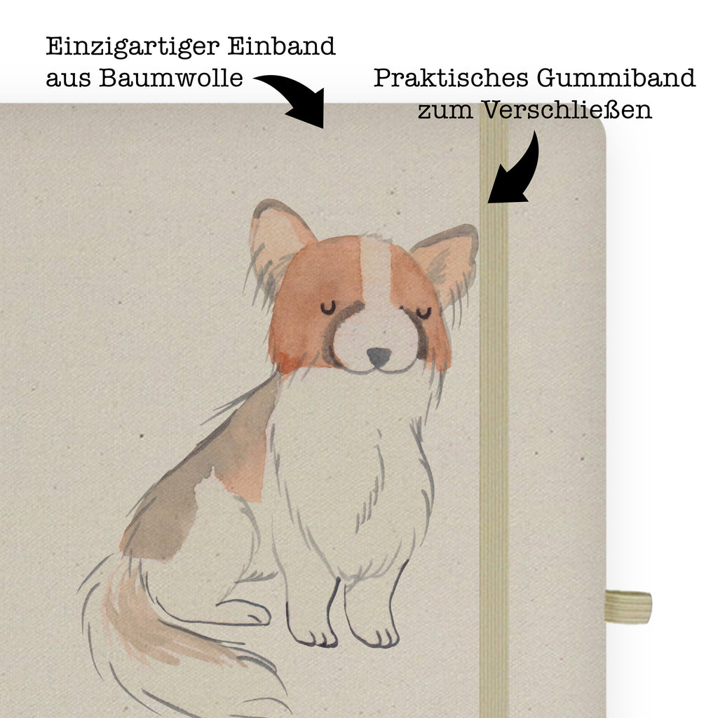 Baumwoll Notizbuch Papillon Moment Notizen, Eintragebuch, Tagebuch, Notizblock, Adressbuch, Journal, Kladde, Skizzenbuch, Notizheft, Schreibbuch, Schreibheft, Hund, Hunderasse, Rassehund, Hundebesitzer, Geschenk, Tierfreund, Schenken, Welpe, Kontinentaler Zwergspaniel, Papillon