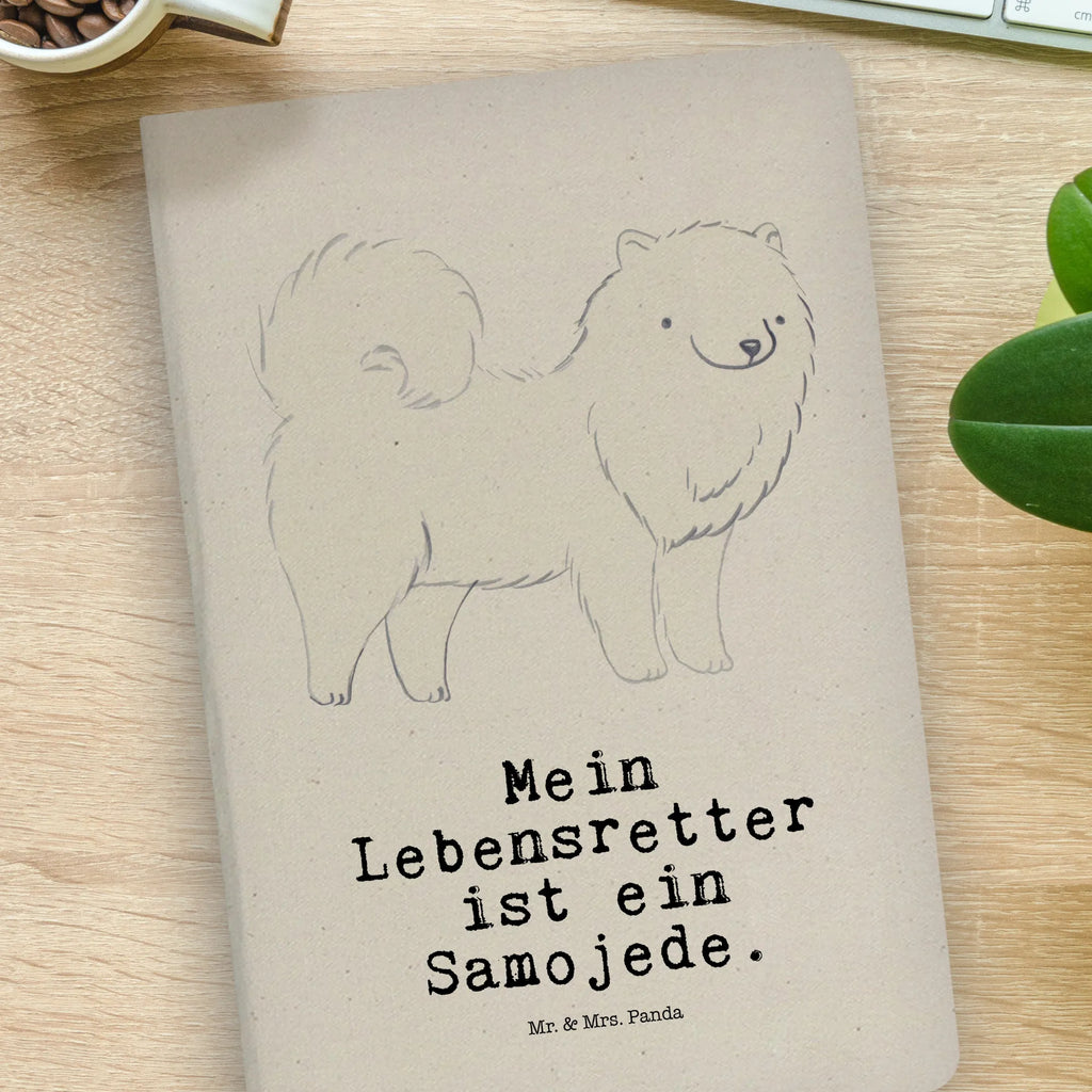 Baumwoll Notizbuch Samojede Lebensretter Notizen, Eintragebuch, Tagebuch, Notizblock, Adressbuch, Journal, Kladde, Skizzenbuch, Notizheft, Schreibbuch, Schreibheft, Hund, Hunderasse, Rassehund, Hundebesitzer, Geschenk, Tierfreund, Schenken, Welpe, Samojede, Samojedenhund, Samojedenspitz