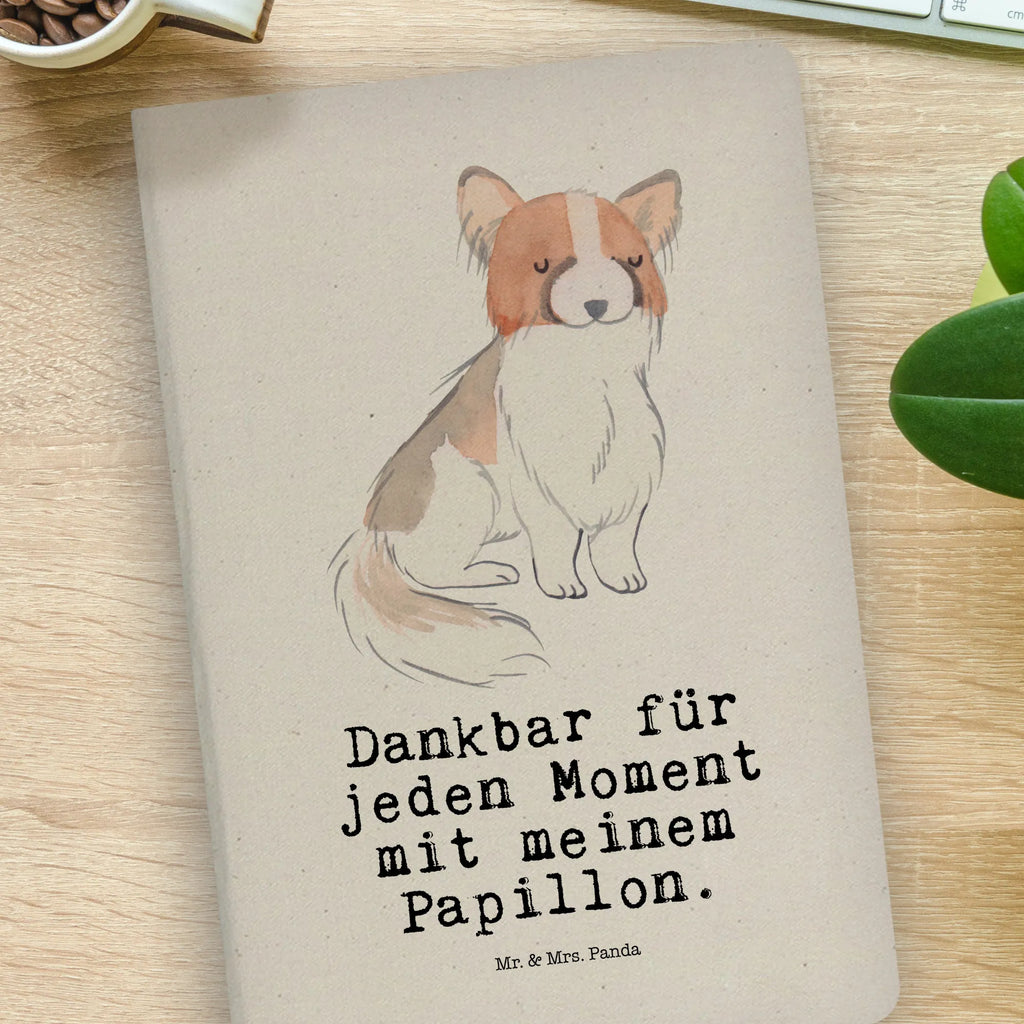 Baumwoll Notizbuch Papillon Moment Notizen, Eintragebuch, Tagebuch, Notizblock, Adressbuch, Journal, Kladde, Skizzenbuch, Notizheft, Schreibbuch, Schreibheft, Hund, Hunderasse, Rassehund, Hundebesitzer, Geschenk, Tierfreund, Schenken, Welpe, Kontinentaler Zwergspaniel, Papillon