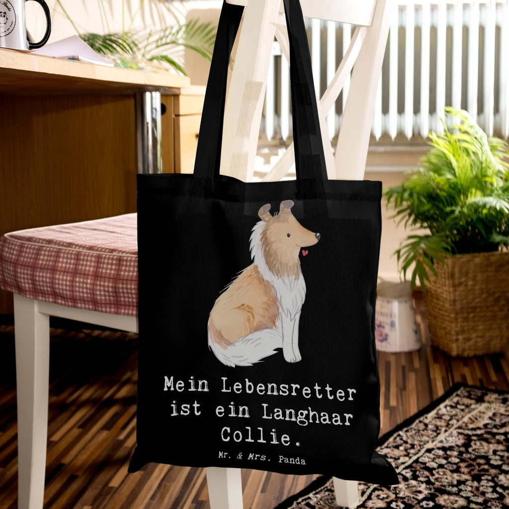 Tragetasche Langhaar Collie Lebensretter Beuteltasche, Beutel, Einkaufstasche, Jutebeutel, Stoffbeutel, Tasche, Shopper, Umhängetasche, Strandtasche, Schultertasche, Stofftasche, Tragetasche, Badetasche, Jutetasche, Einkaufstüte, Laptoptasche, Hund, Hunderasse, Rassehund, Hundebesitzer, Geschenk, Tierfreund, Schenken, Welpe, Langhaar Collie, britischer Hütehund