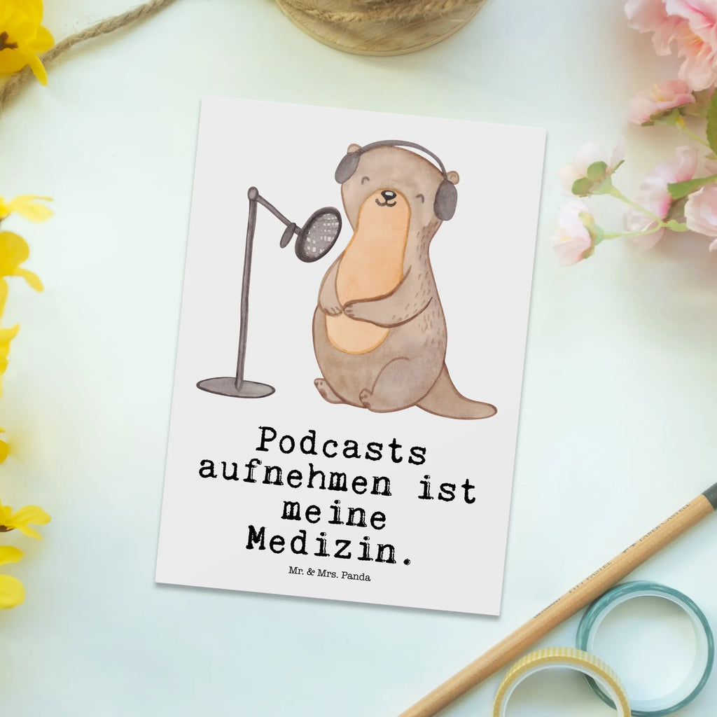 Postkarte Otter Podcast aufnehmen Postkarte, Karte, Geschenkkarte, Grußkarte, Einladung, Ansichtskarte, Geburtstagskarte, Einladungskarte, Dankeskarte, Ansichtskarten, Einladung Geburtstag, Einladungskarten Geburtstag, Geschenk, Sport, Sportart, Hobby, Schenken, Danke, Dankeschön, Auszeichnung, Gewinn, Sportler, Podcast aufnehmen, Podcast produzieren, Podcasterin, Podcaster