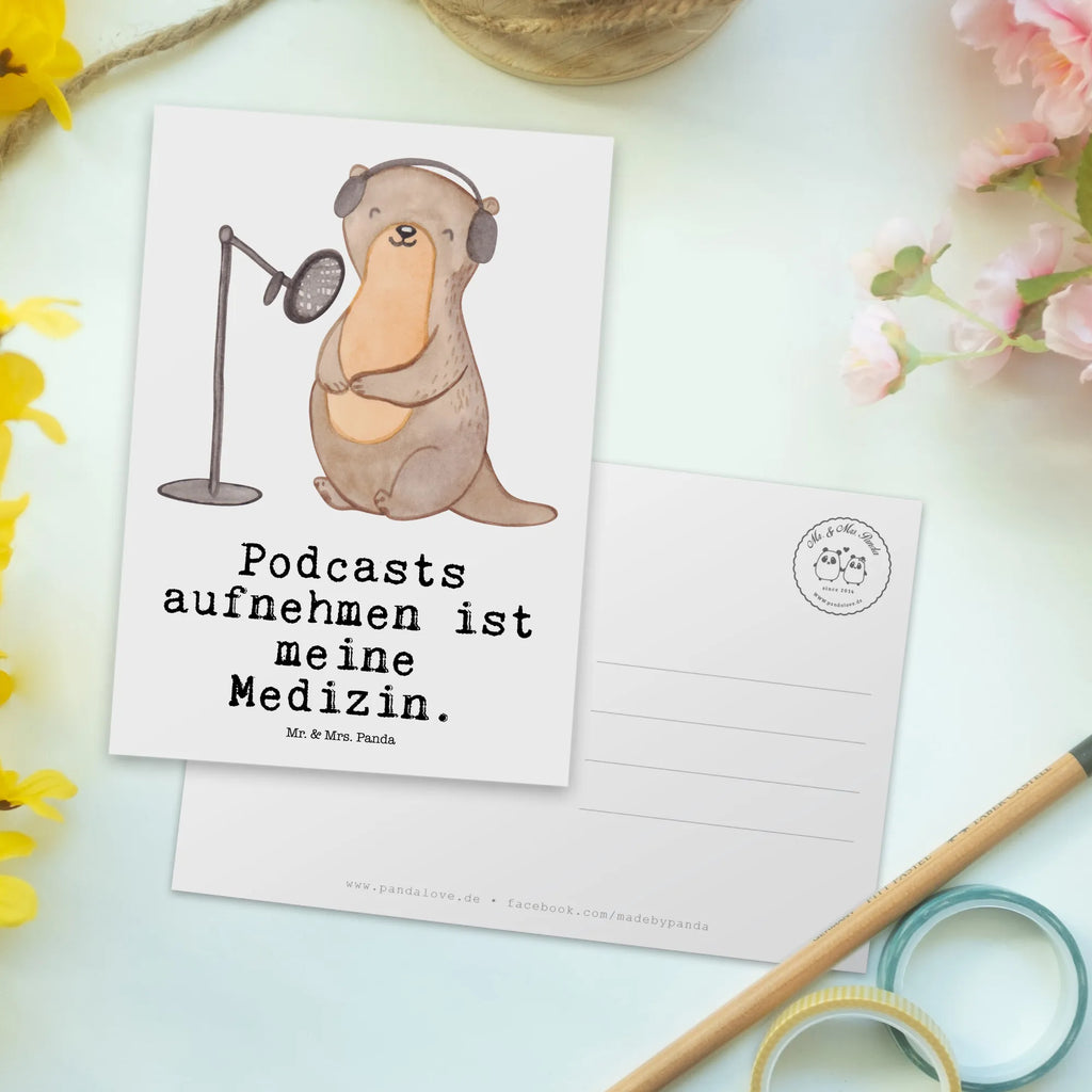 Postkarte Otter Podcast aufnehmen Postkarte, Karte, Geschenkkarte, Grußkarte, Einladung, Ansichtskarte, Geburtstagskarte, Einladungskarte, Dankeskarte, Ansichtskarten, Einladung Geburtstag, Einladungskarten Geburtstag, Geschenk, Sport, Sportart, Hobby, Schenken, Danke, Dankeschön, Auszeichnung, Gewinn, Sportler, Podcast aufnehmen, Podcast produzieren, Podcasterin, Podcaster