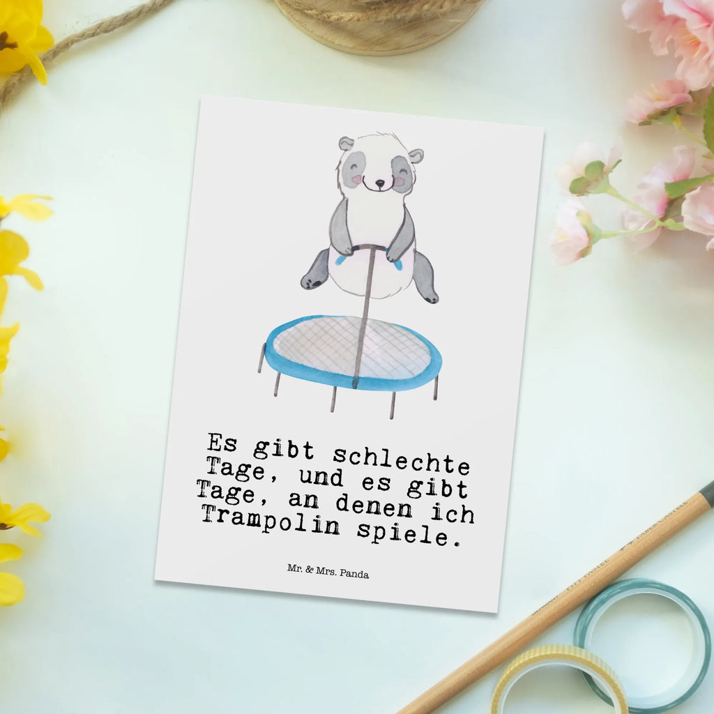 Postkarte Panda Trampolin springen Postkarte, Karte, Geschenkkarte, Grußkarte, Einladung, Ansichtskarte, Geburtstagskarte, Einladungskarte, Dankeskarte, Ansichtskarten, Einladung Geburtstag, Einladungskarten Geburtstag, Geschenk, Sport, Sportart, Hobby, Schenken, Danke, Dankeschön, Auszeichnung, Gewinn, Sportler, Trampolin springen, Trampolin Springen, Trampolin Turnen, Fitnessstudio