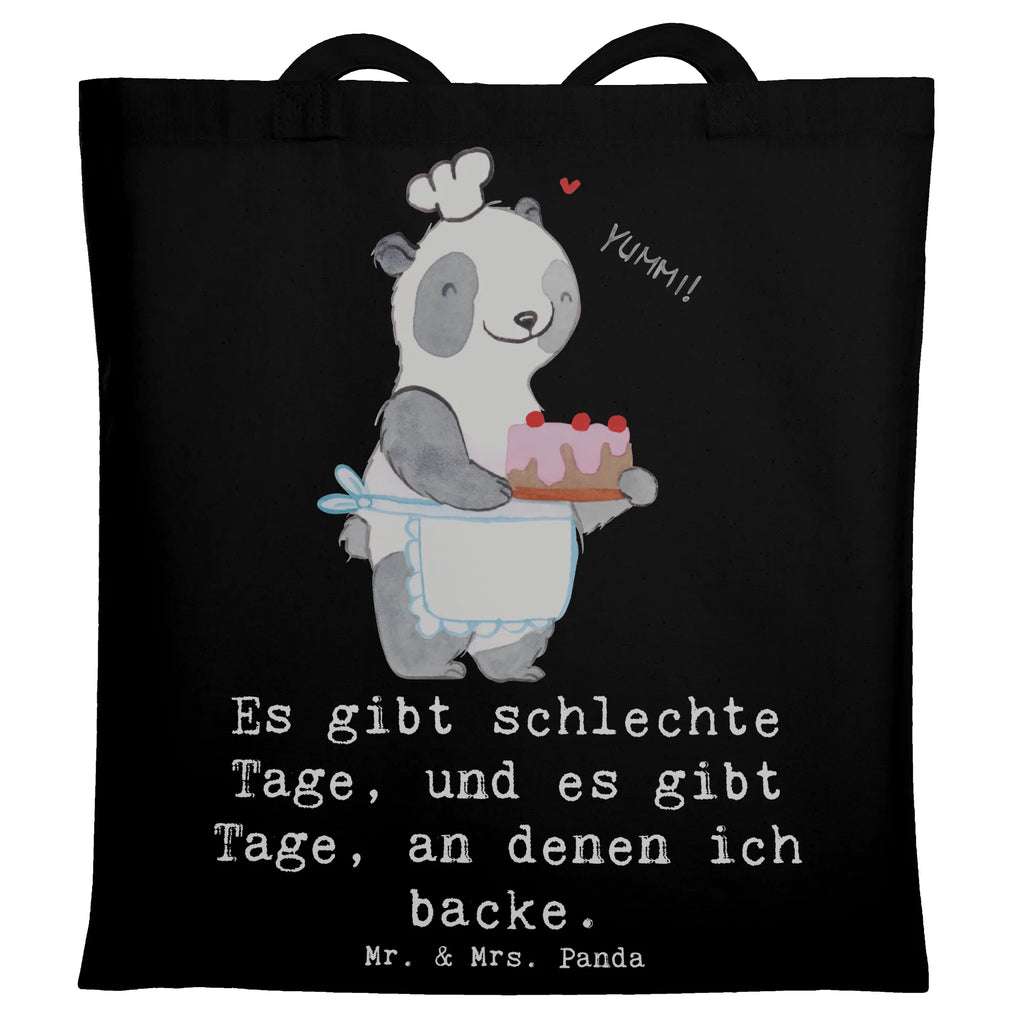 Tragetasche Panda Backen Beuteltasche, Beutel, Einkaufstasche, Jutebeutel, Stoffbeutel, Tasche, Shopper, Umhängetasche, Strandtasche, Schultertasche, Stofftasche, Tragetasche, Badetasche, Jutetasche, Einkaufstüte, Laptoptasche, Geschenk, Sport, Sportart, Hobby, Schenken, Danke, Dankeschön, Auszeichnung, Gewinn, Sportler, backen, Hobbybäcker, Kuchen backen