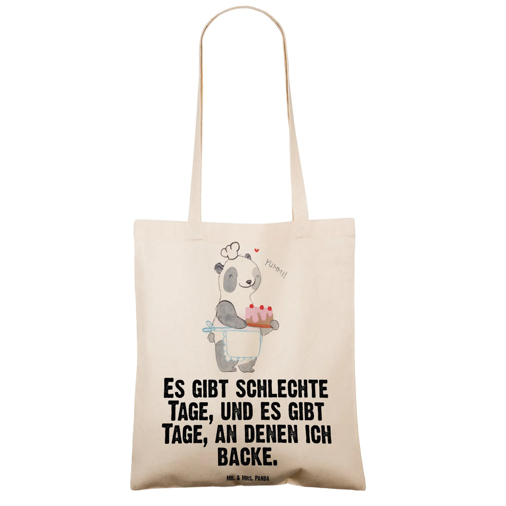 Tragetasche Panda Backen Beuteltasche, Beutel, Einkaufstasche, Jutebeutel, Stoffbeutel, Tasche, Shopper, Umhängetasche, Strandtasche, Schultertasche, Stofftasche, Tragetasche, Badetasche, Jutetasche, Einkaufstüte, Laptoptasche, Geschenk, Sport, Sportart, Hobby, Schenken, Danke, Dankeschön, Auszeichnung, Gewinn, Sportler, backen, Hobbybäcker, Kuchen backen