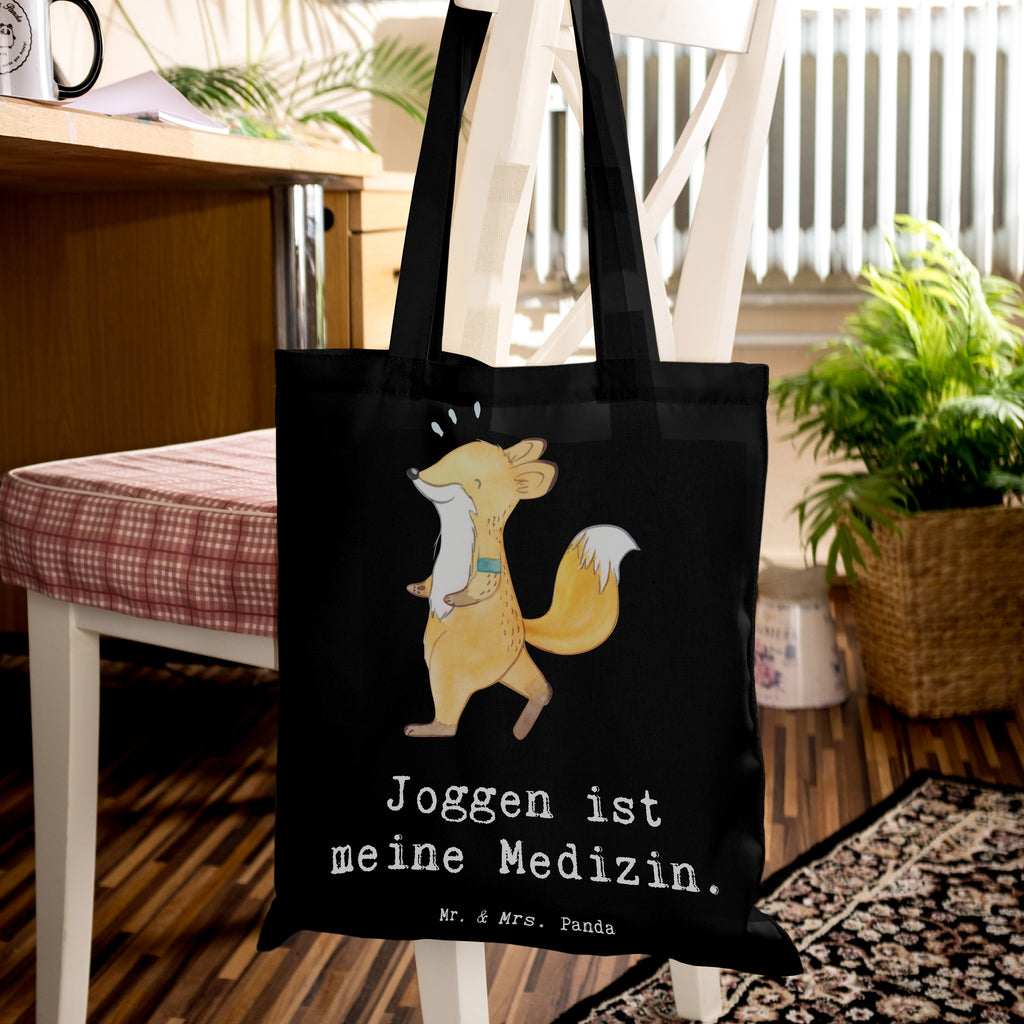 Tragetasche Fuchs Joggen Beuteltasche, Beutel, Einkaufstasche, Jutebeutel, Stoffbeutel, Tasche, Shopper, Umhängetasche, Strandtasche, Schultertasche, Stofftasche, Tragetasche, Badetasche, Jutetasche, Einkaufstüte, Laptoptasche, Geschenk, Sport, Sportart, Hobby, Schenken, Danke, Dankeschön, Auszeichnung, Gewinn, Sportler, Joggen, Dauerlauf, Laufsport, Laufen