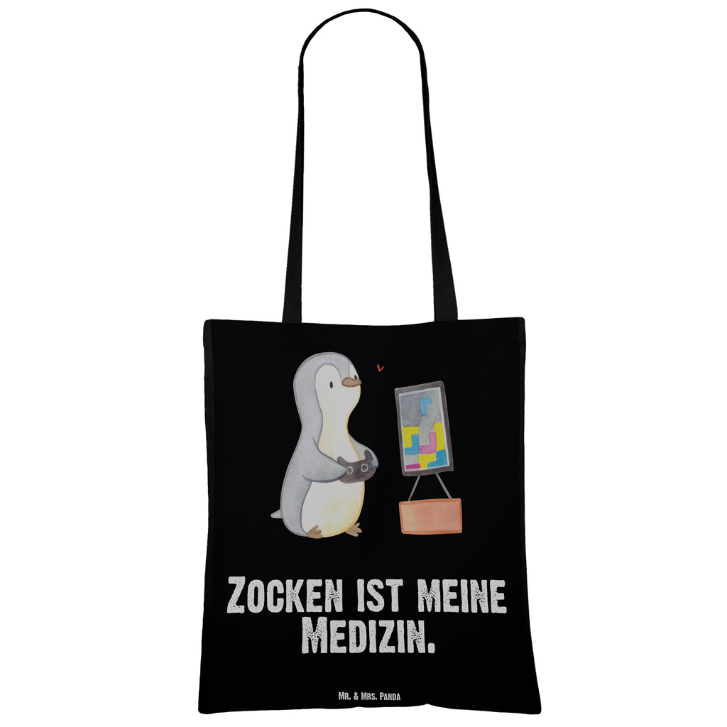 Tragetasche Pinguin Zocken Beuteltasche, Beutel, Einkaufstasche, Jutebeutel, Stoffbeutel, Tasche, Shopper, Umhängetasche, Strandtasche, Schultertasche, Stofftasche, Tragetasche, Badetasche, Jutetasche, Einkaufstüte, Laptoptasche, Geschenk, Sport, Sportart, Hobby, Schenken, Danke, Dankeschön, Auszeichnung, Gewinn, Sportler, Zocken, Gaming, Videospiele, Videogames