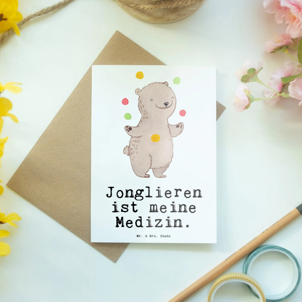 Grußkarte Bär Jonglieren Grußkarte, Klappkarte, Einladungskarte, Glückwunschkarte, Hochzeitskarte, Geburtstagskarte, Karte, Ansichtskarten, Geschenk, Sport, Sportart, Hobby, Schenken, Danke, Dankeschön, Auszeichnung, Gewinn, Sportler, Jonglieren, Jongleur, Zirkus, Artistik