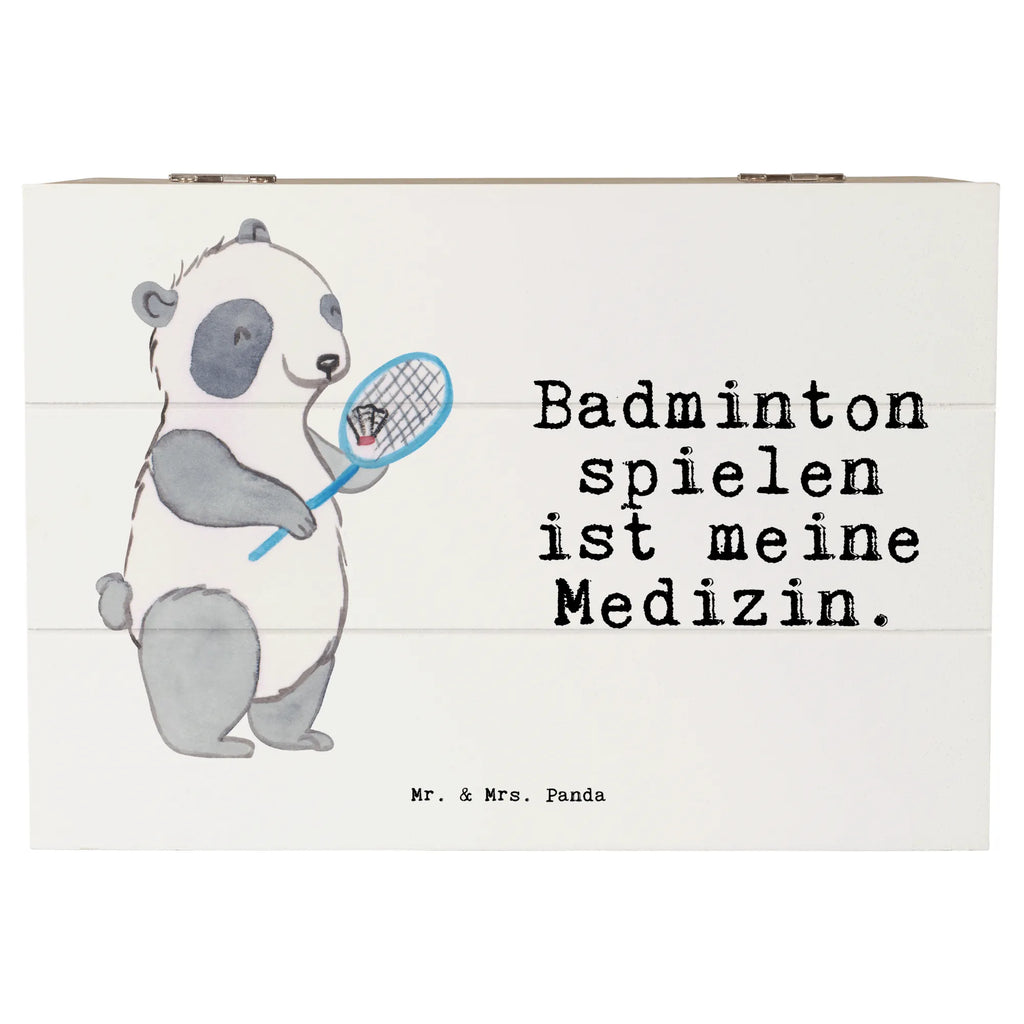 Holzkiste Panda Badminton Holzkiste, Kiste, Schatzkiste, Truhe, Schatulle, XXL, Erinnerungsbox, Erinnerungskiste, Dekokiste, Aufbewahrungsbox, Geschenkbox, Geschenkdose, Geschenk, Sport, Sportart, Hobby, Schenken, Danke, Dankeschön, Auszeichnung, Gewinn, Sportler, Badminton, Badminton spielen