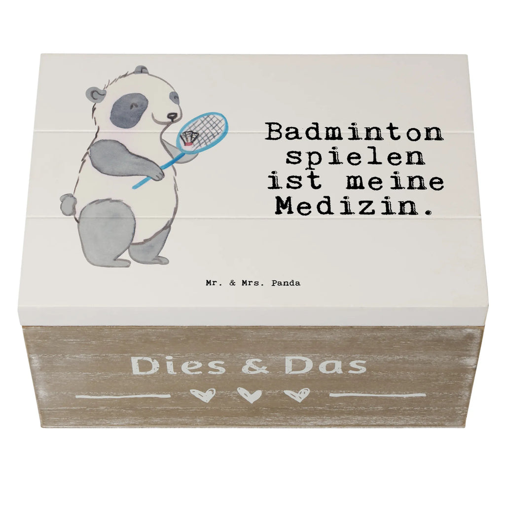 Holzkiste Panda Badminton Holzkiste, Kiste, Schatzkiste, Truhe, Schatulle, XXL, Erinnerungsbox, Erinnerungskiste, Dekokiste, Aufbewahrungsbox, Geschenkbox, Geschenkdose, Geschenk, Sport, Sportart, Hobby, Schenken, Danke, Dankeschön, Auszeichnung, Gewinn, Sportler, Badminton, Badminton spielen