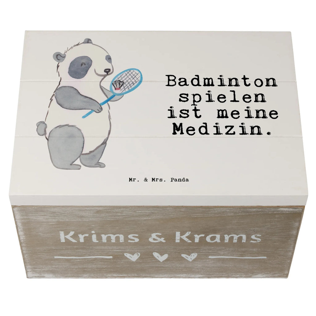 Holzkiste Panda Badminton Holzkiste, Kiste, Schatzkiste, Truhe, Schatulle, XXL, Erinnerungsbox, Erinnerungskiste, Dekokiste, Aufbewahrungsbox, Geschenkbox, Geschenkdose, Geschenk, Sport, Sportart, Hobby, Schenken, Danke, Dankeschön, Auszeichnung, Gewinn, Sportler, Badminton, Badminton spielen