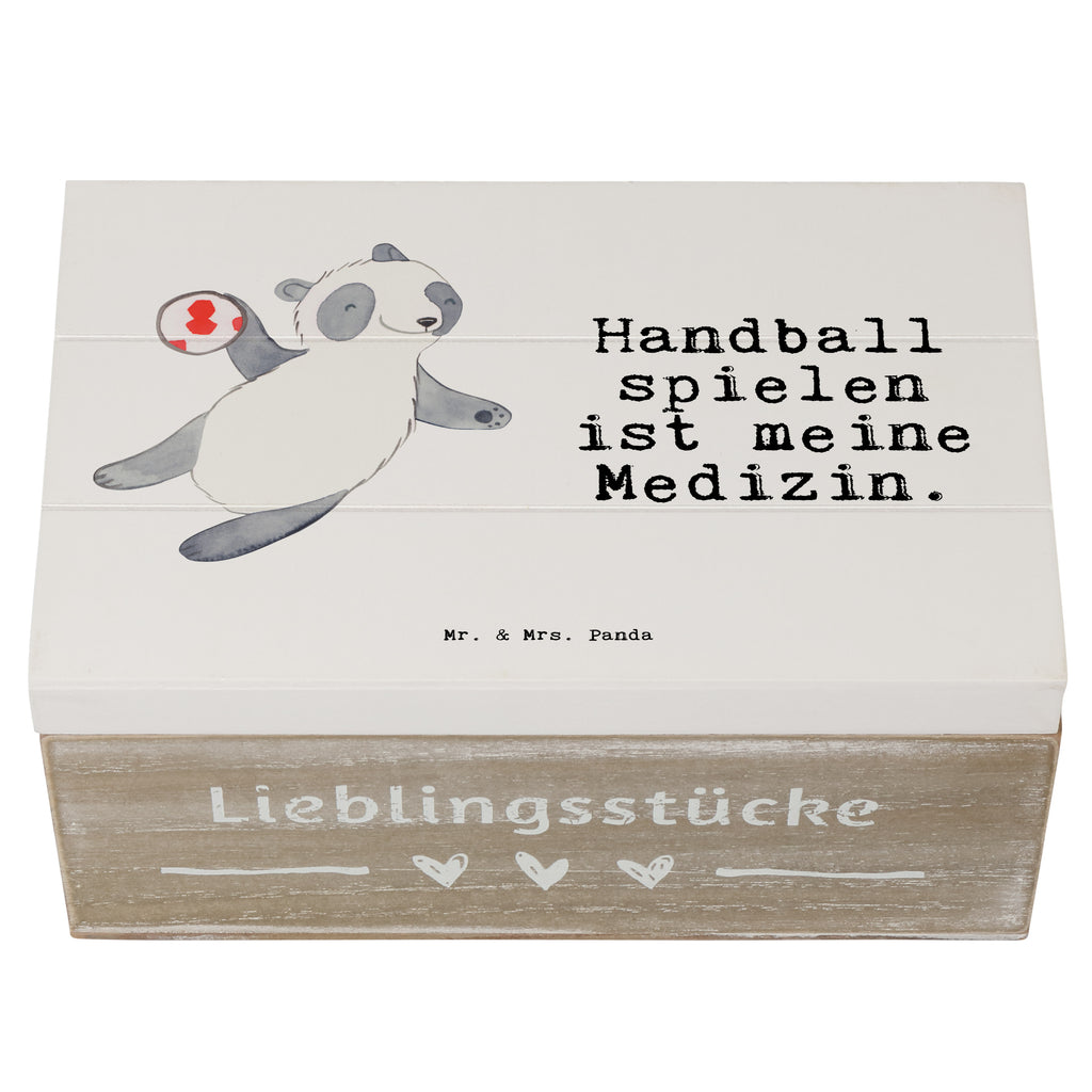 Holzkiste Panda Handball spielen Medizin Holzkiste, Kiste, Schatzkiste, Truhe, Schatulle, XXL, Erinnerungsbox, Erinnerungskiste, Dekokiste, Aufbewahrungsbox, Geschenkbox, Geschenkdose, Geschenk, Sport, Sportart, Hobby, Schenken, Danke, Dankeschön, Auszeichnung, Gewinn, Sportler, Handball spielen, Handball Turnier, Handball Club, Handball Verein