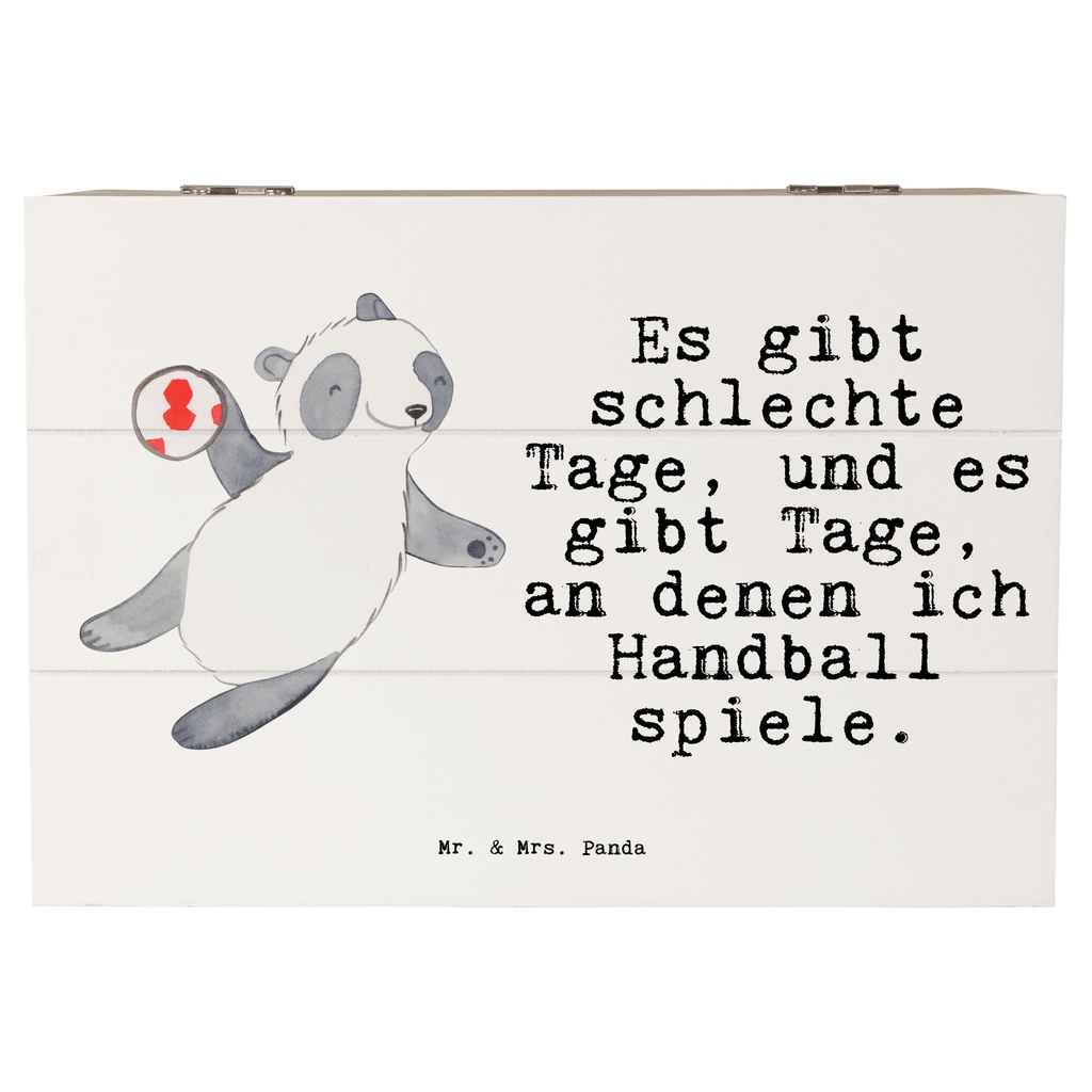 Holzkiste Panda Handball spielen Tage Holzkiste, Kiste, Schatzkiste, Truhe, Schatulle, XXL, Erinnerungsbox, Erinnerungskiste, Dekokiste, Aufbewahrungsbox, Geschenkbox, Geschenkdose, Geschenk, Sport, Sportart, Hobby, Schenken, Danke, Dankeschön, Auszeichnung, Gewinn, Sportler, Handball spielen, Handball Turnier, Handball Club, Handball Verein