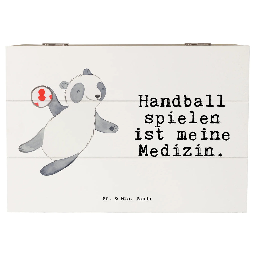 Holzkiste Panda Handball spielen Holzkiste, Kiste, Schatzkiste, Truhe, Schatulle, XXL, Erinnerungsbox, Erinnerungskiste, Dekokiste, Aufbewahrungsbox, Geschenkbox, Geschenkdose, Geschenk, Sport, Sportart, Hobby, Schenken, Danke, Dankeschön, Auszeichnung, Gewinn, Sportler, Handball spielen, Handball Turnier, Handball Club, Handball Verein