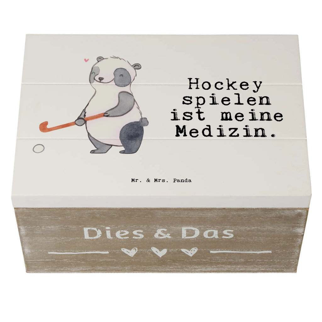 Holzkiste Panda Hockey spielen Holzkiste, Kiste, Schatzkiste, Truhe, Schatulle, XXL, Erinnerungsbox, Erinnerungskiste, Dekokiste, Aufbewahrungsbox, Geschenkbox, Geschenkdose, Geschenk, Sport, Sportart, Hobby, Schenken, Danke, Dankeschön, Auszeichnung, Gewinn, Sportler, Hockey spielen, Feldhockey, Hockeyschläger, Hockey Verein